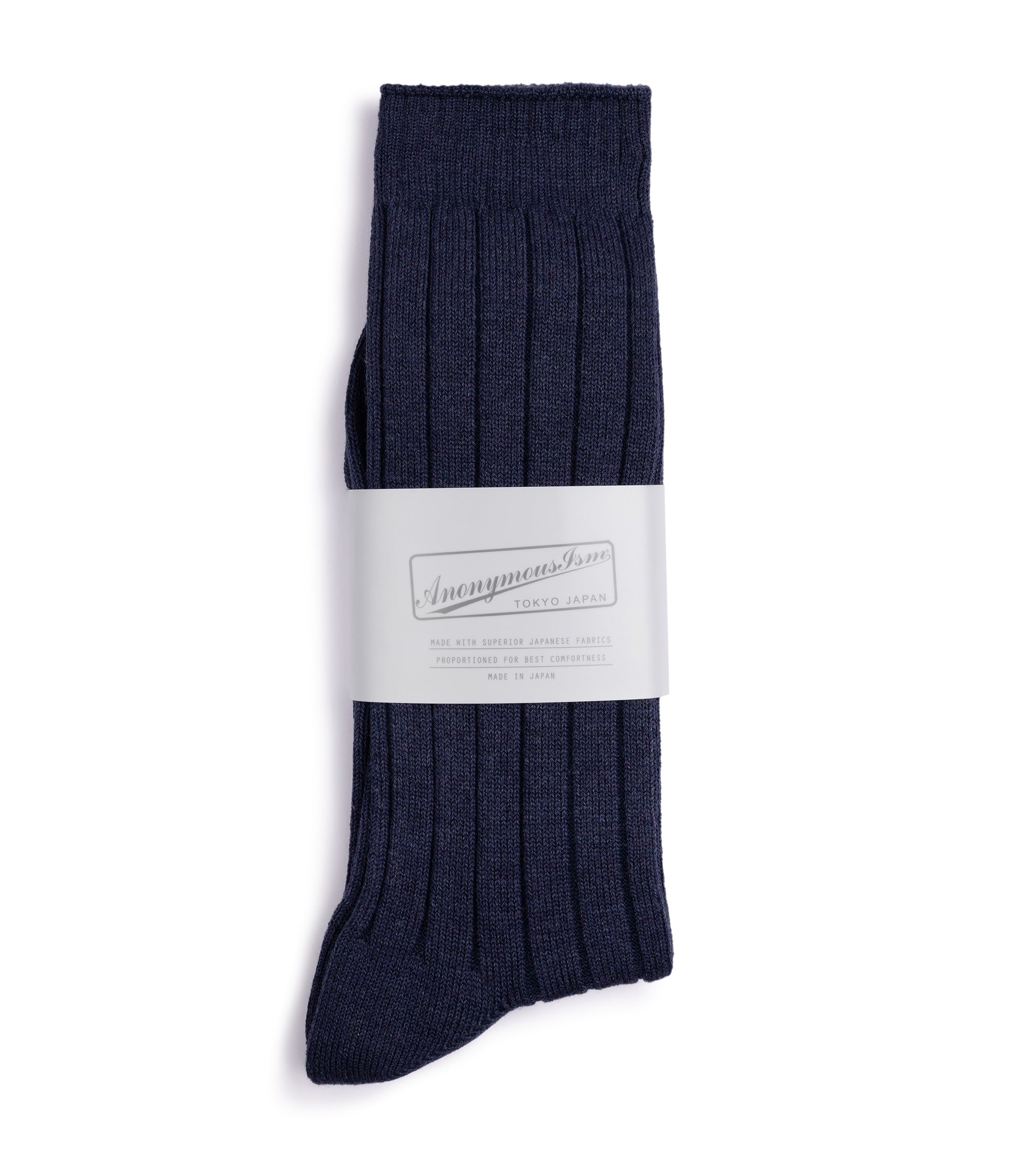 Anonymous Ism Bold Rib Crew Socks: Navy