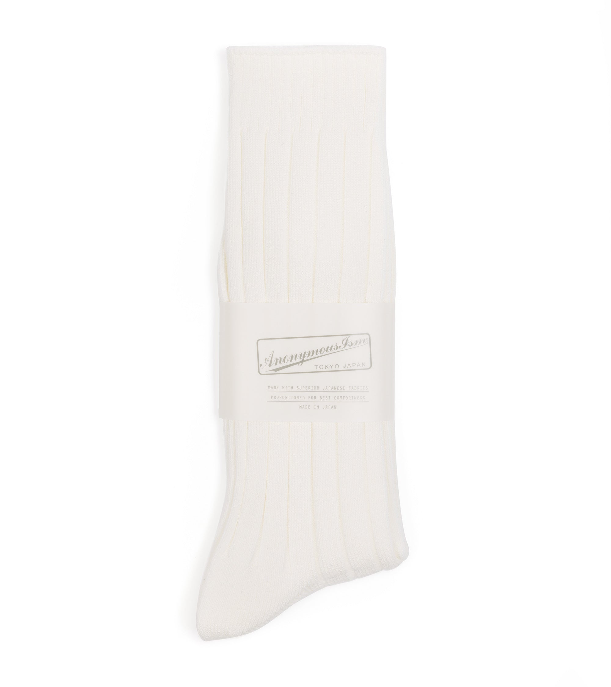 Anonymous Ism Bold Rib Crew Socks: Off White