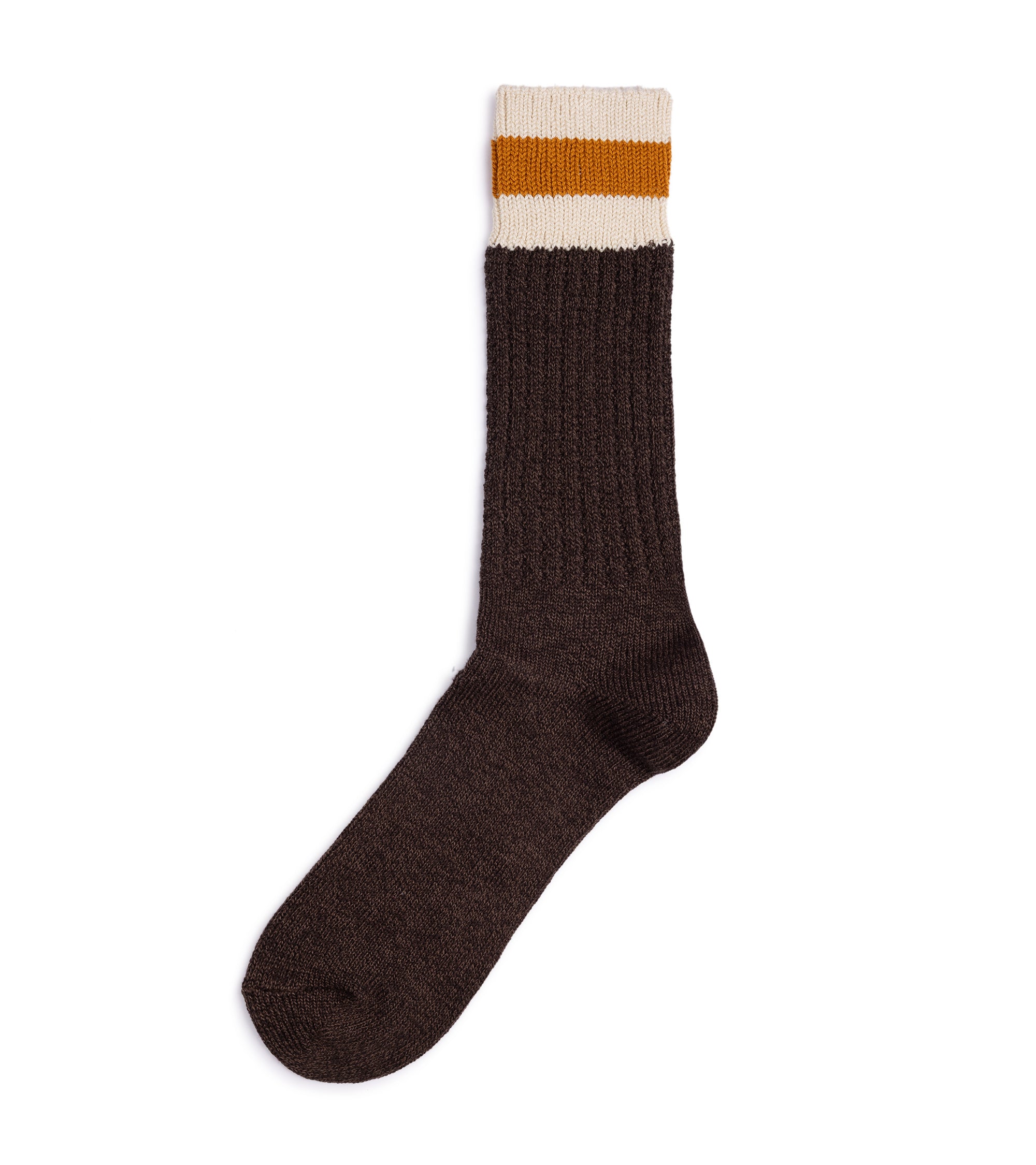 Anonymous Ism Tuck Cuff Stripe Crew Socks: Dark Brown
