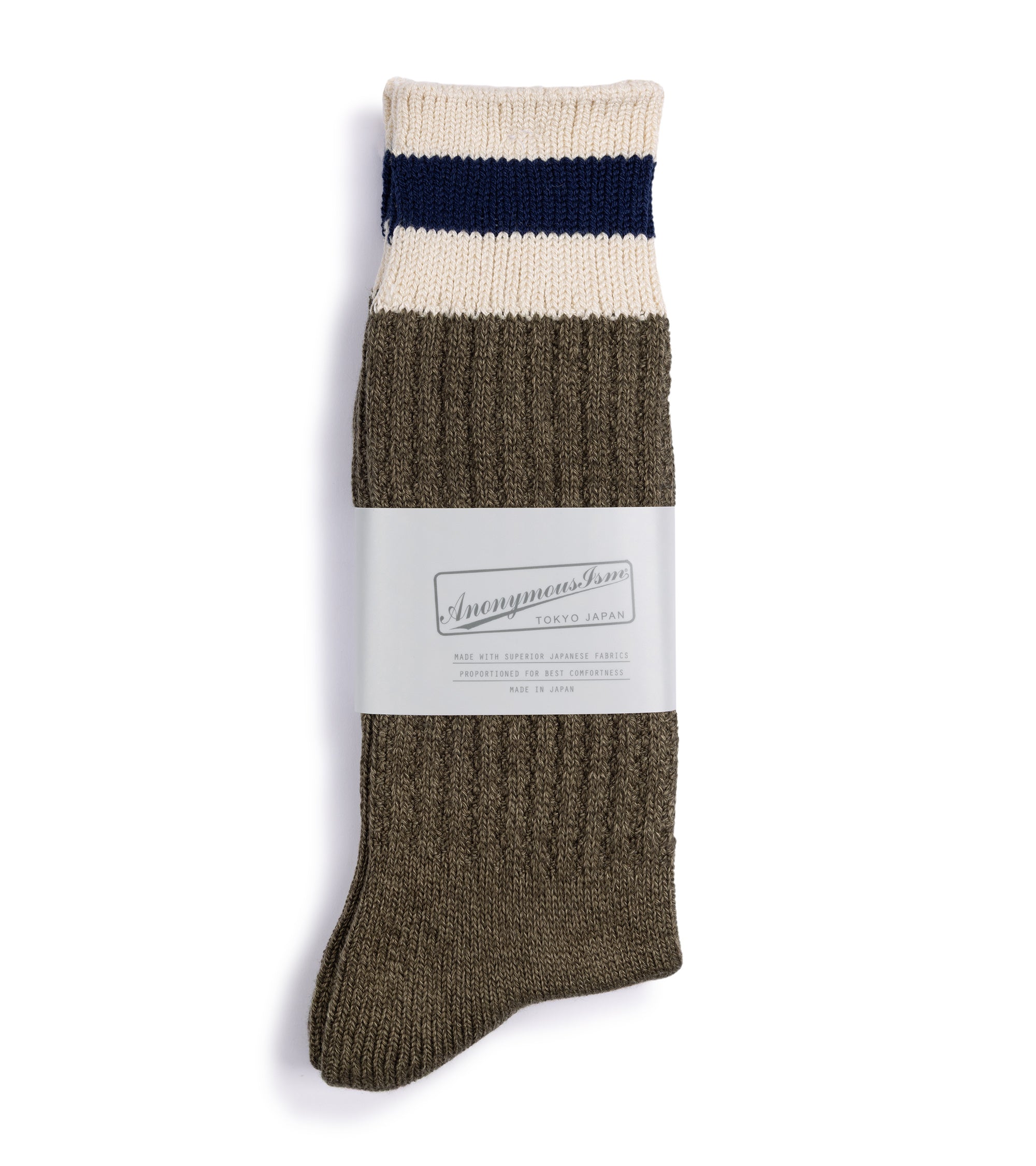 Anonymous Ism Tuck Cuff Stripe Crew Socks: Moss