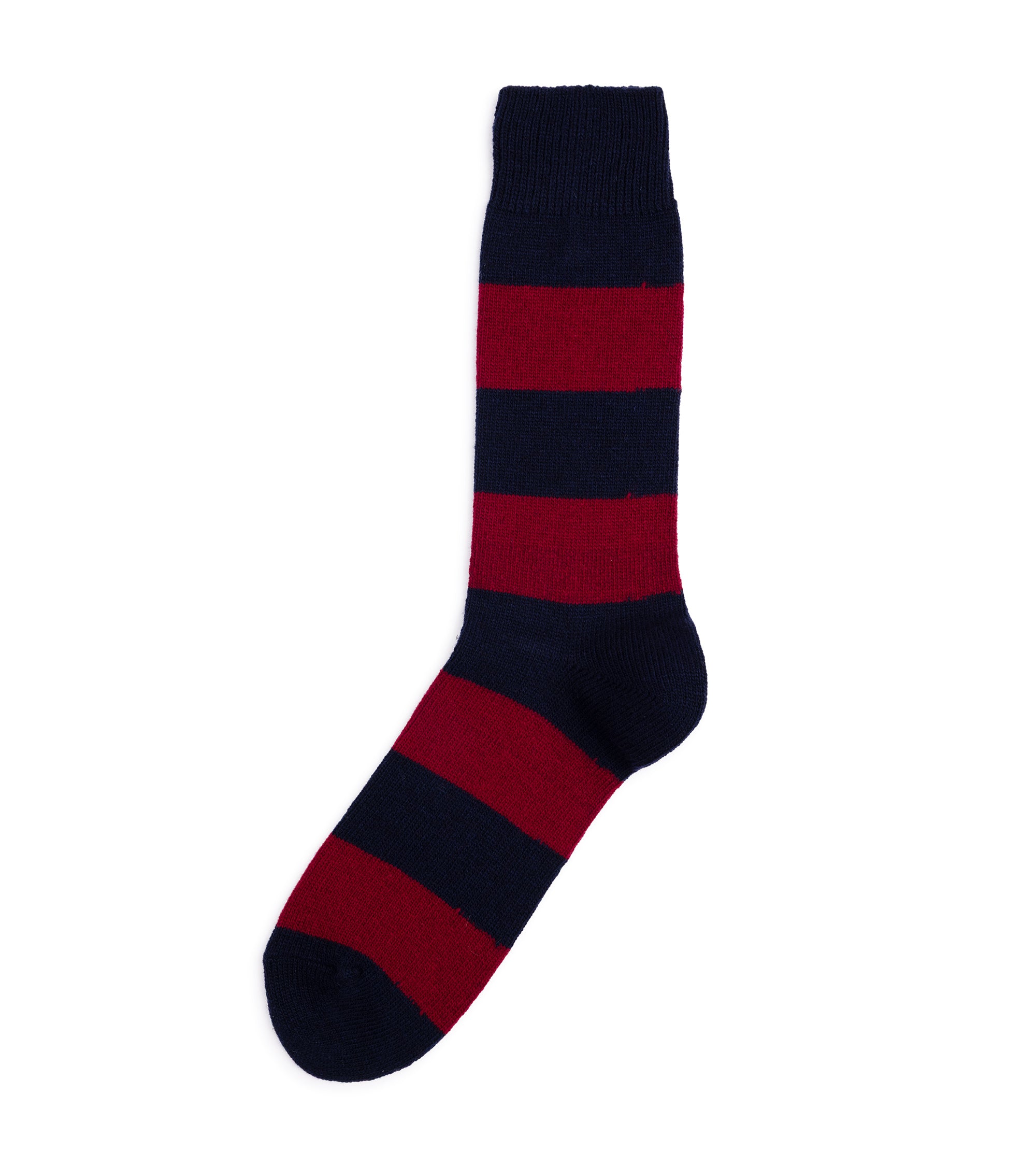 Anonymous Ism Wool Cashmere Stripe Crew Socks: Navy