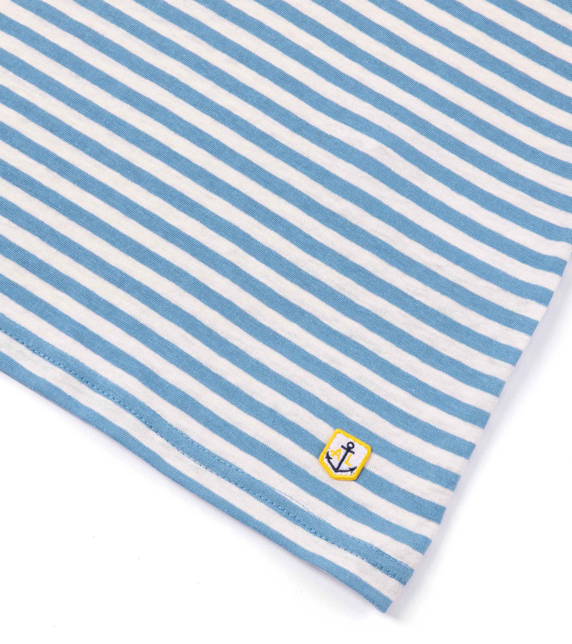 Armor-Lux Cotton Linen Striped T-Shirt: Waterfall