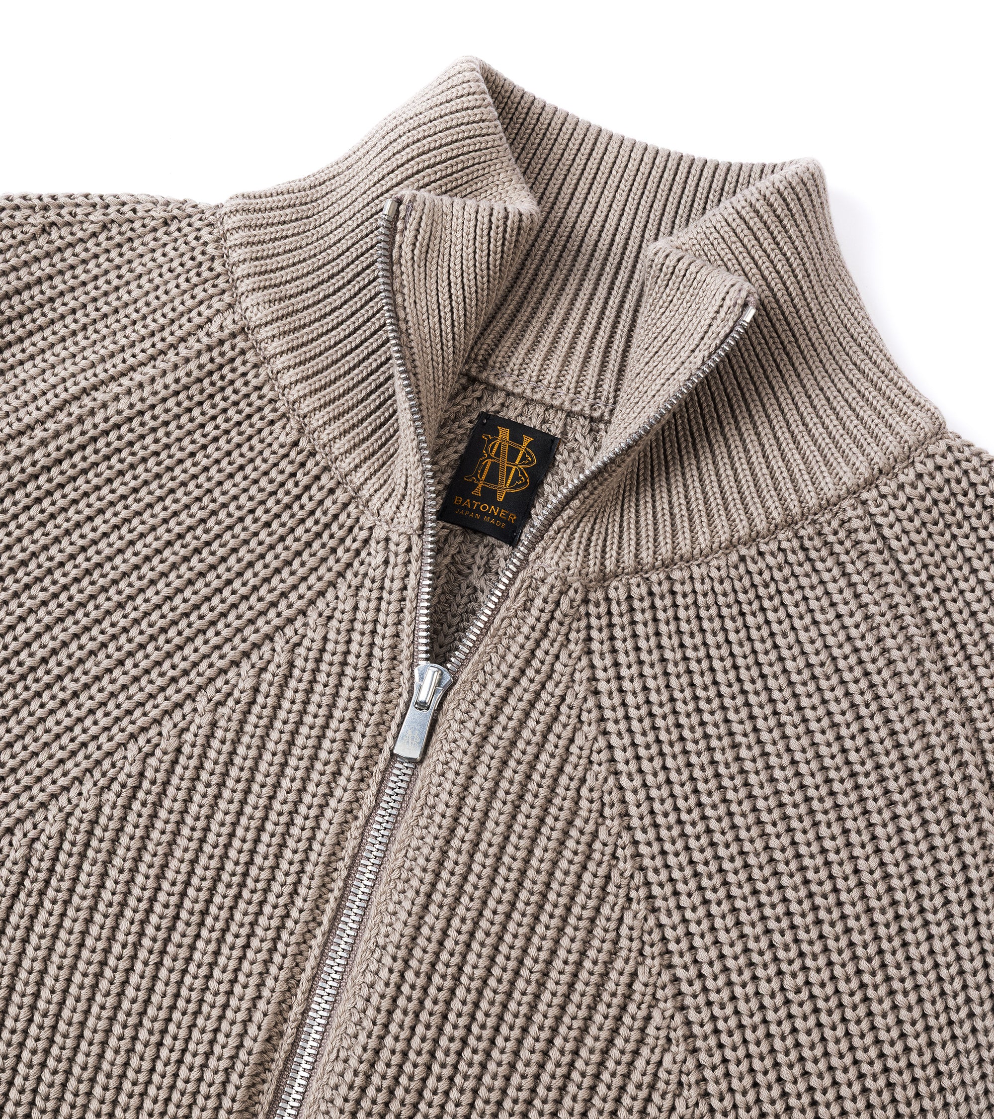 Batoner Signature Driver's Knit Cotton Zip Cardigan: Beige