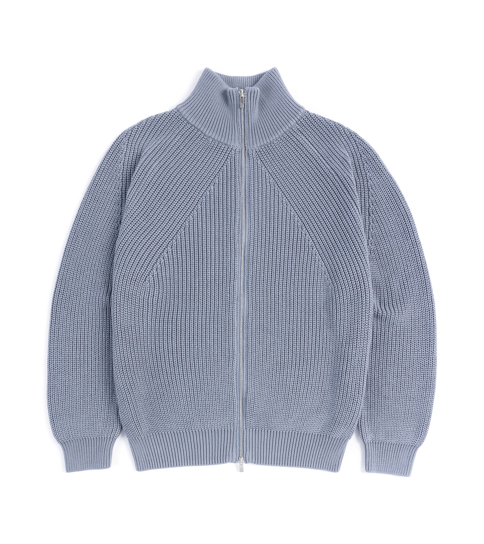 Batoner Signature Driver's Knit Cotton Zip Cardigan: Grey Saxe