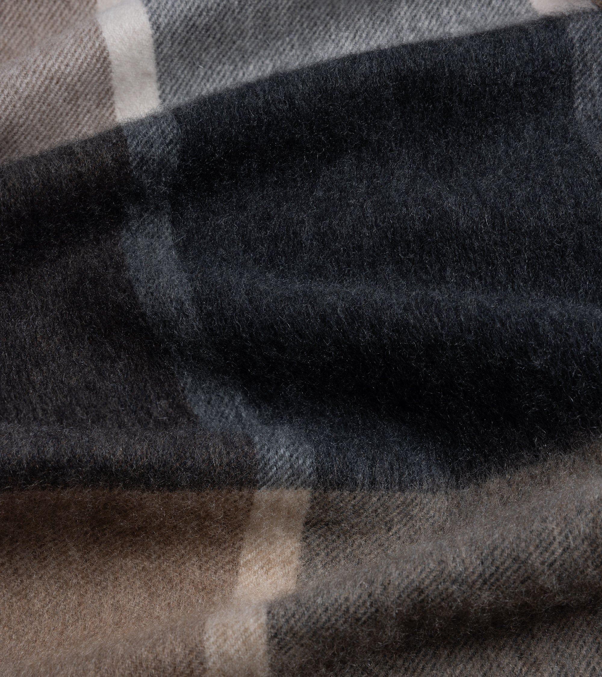 Begg x Co Arran Edgar Checked Cashmere Scarf: Charcoal/Natural