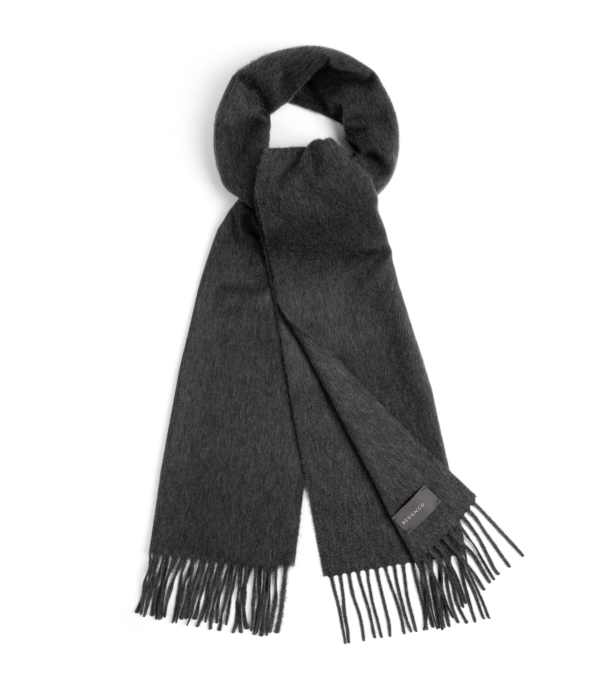 Begg x Co Arran Solid Oversized Cashmere Scarf: Dark Grey