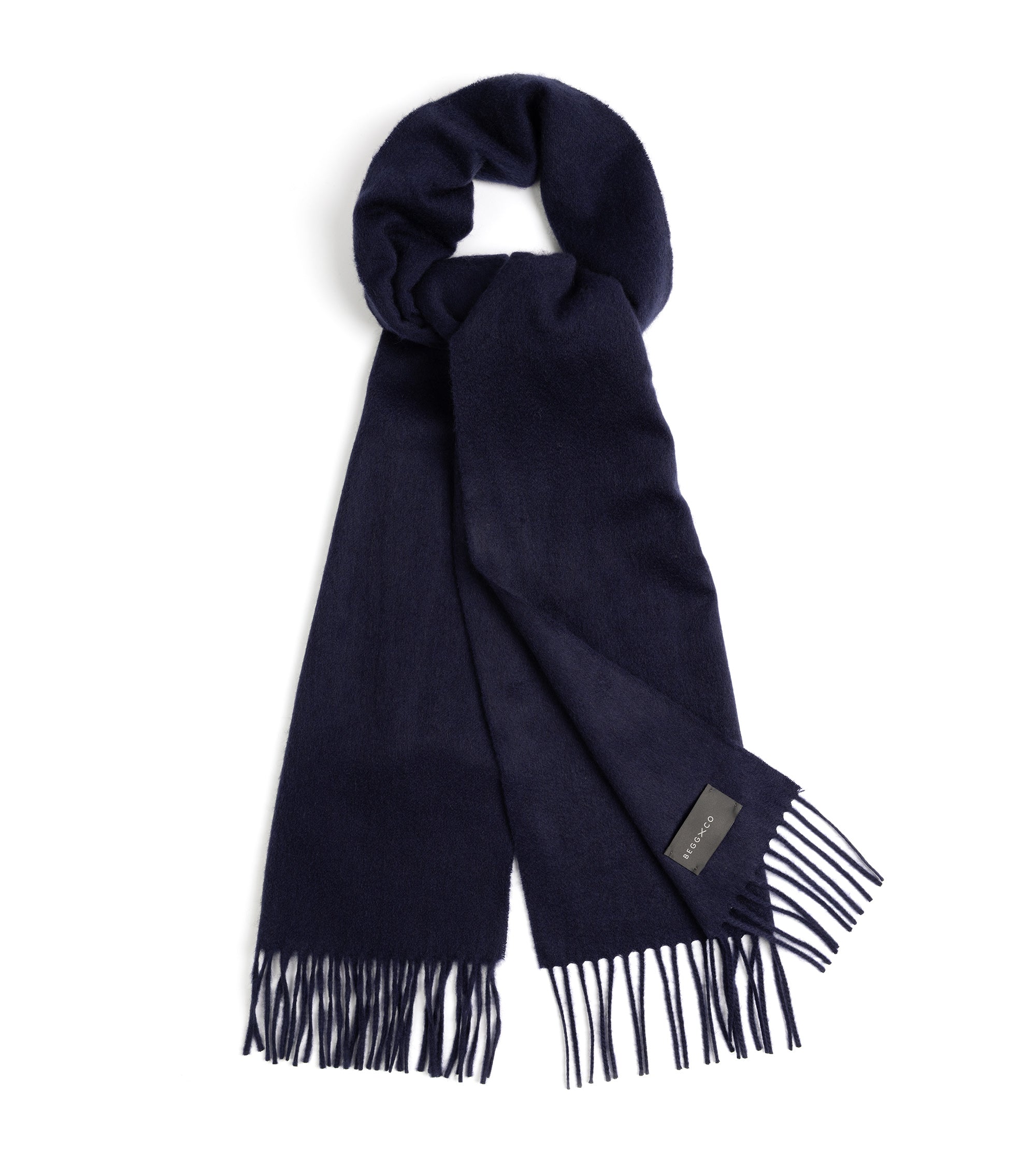 Begg x Co Arran Solid Oversized Cashmere Scarf: Navy