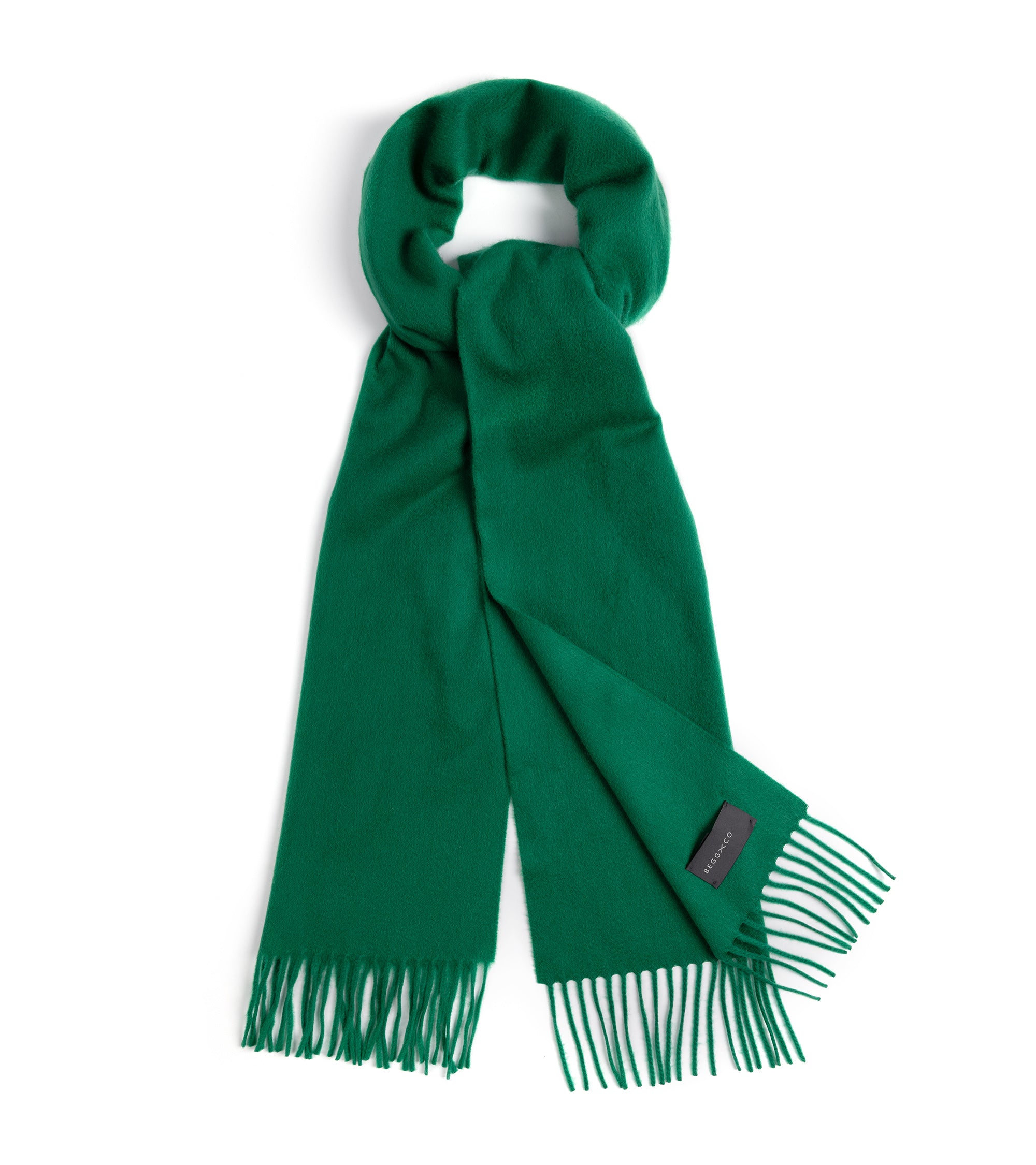 Begg x Co Arran Solid Oversized Cashmere Scarf: Shamrock Green