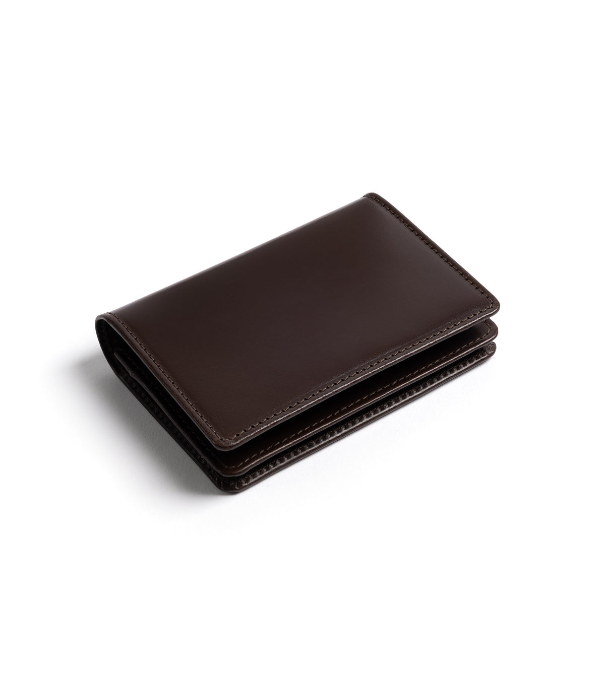 Beorma Bridle Leather Business Card Case in dark brown, handcrafted in England