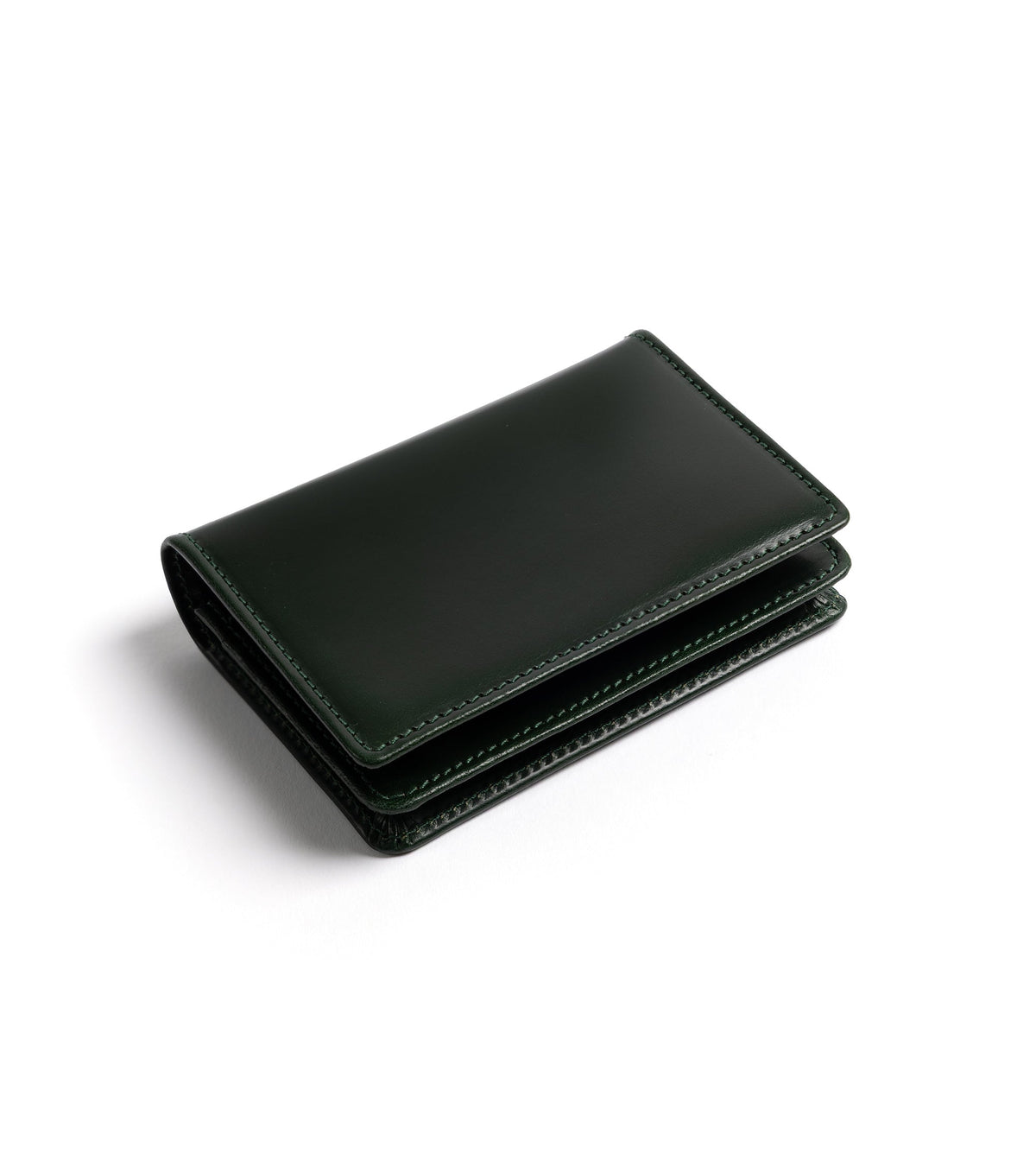Beorma Bridle Leather Business Card Case in green, handcrafted in England