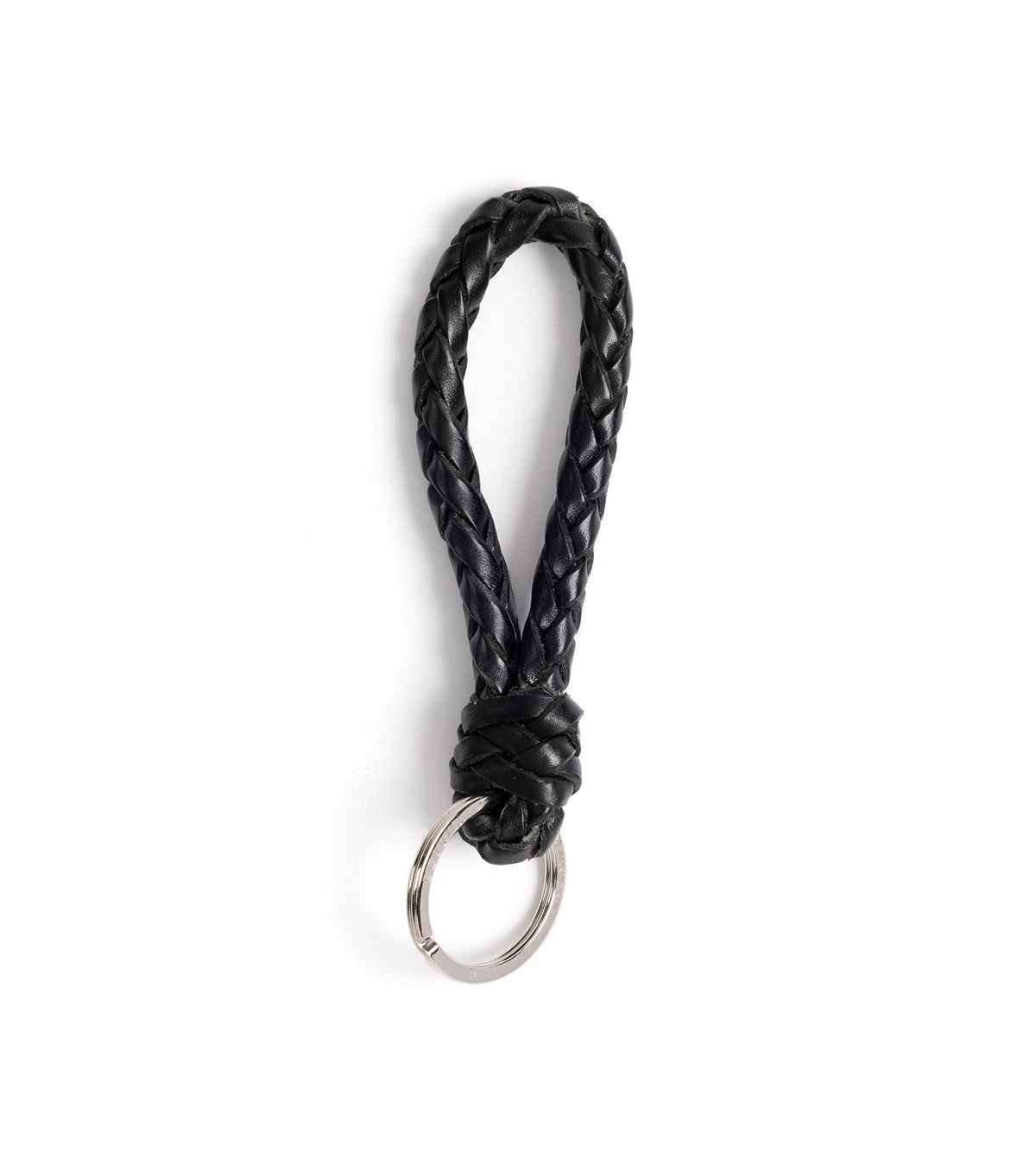 Beorma Leather Plaited Key Fob in black, additional view