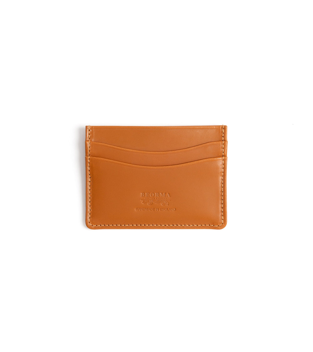 Beorma Slim Bridle Leather Card Case in Newton tan, handcrafted in England