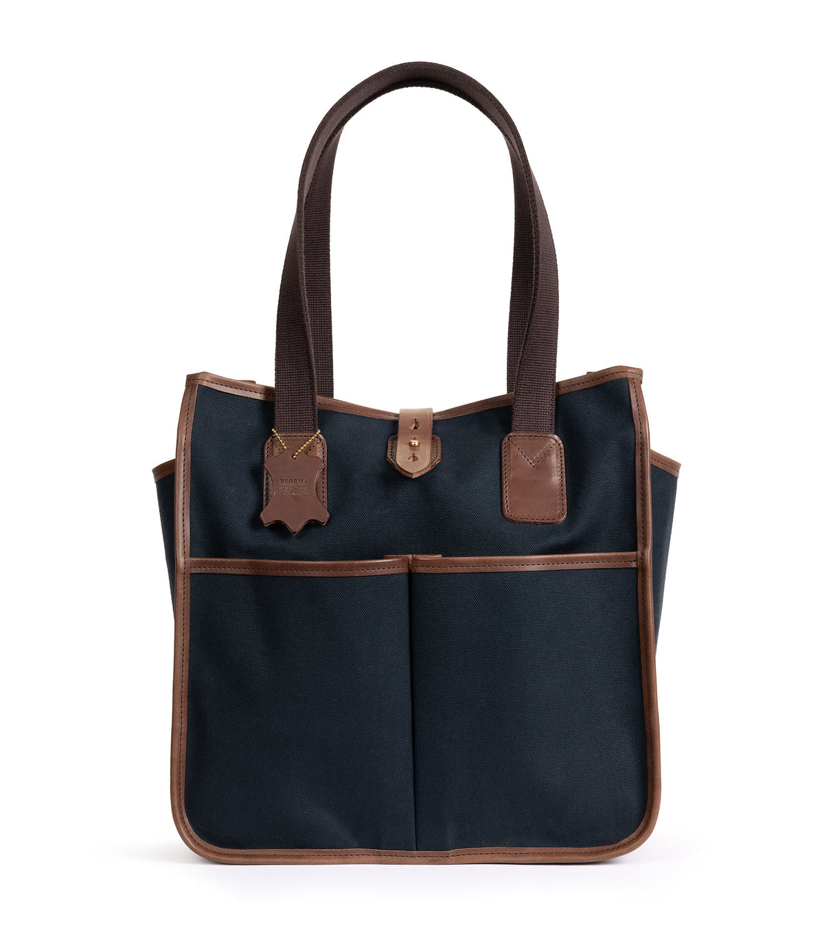 Beorma Tay-Chiltern Cotton Canvas Tote Bag in navy with leather handles