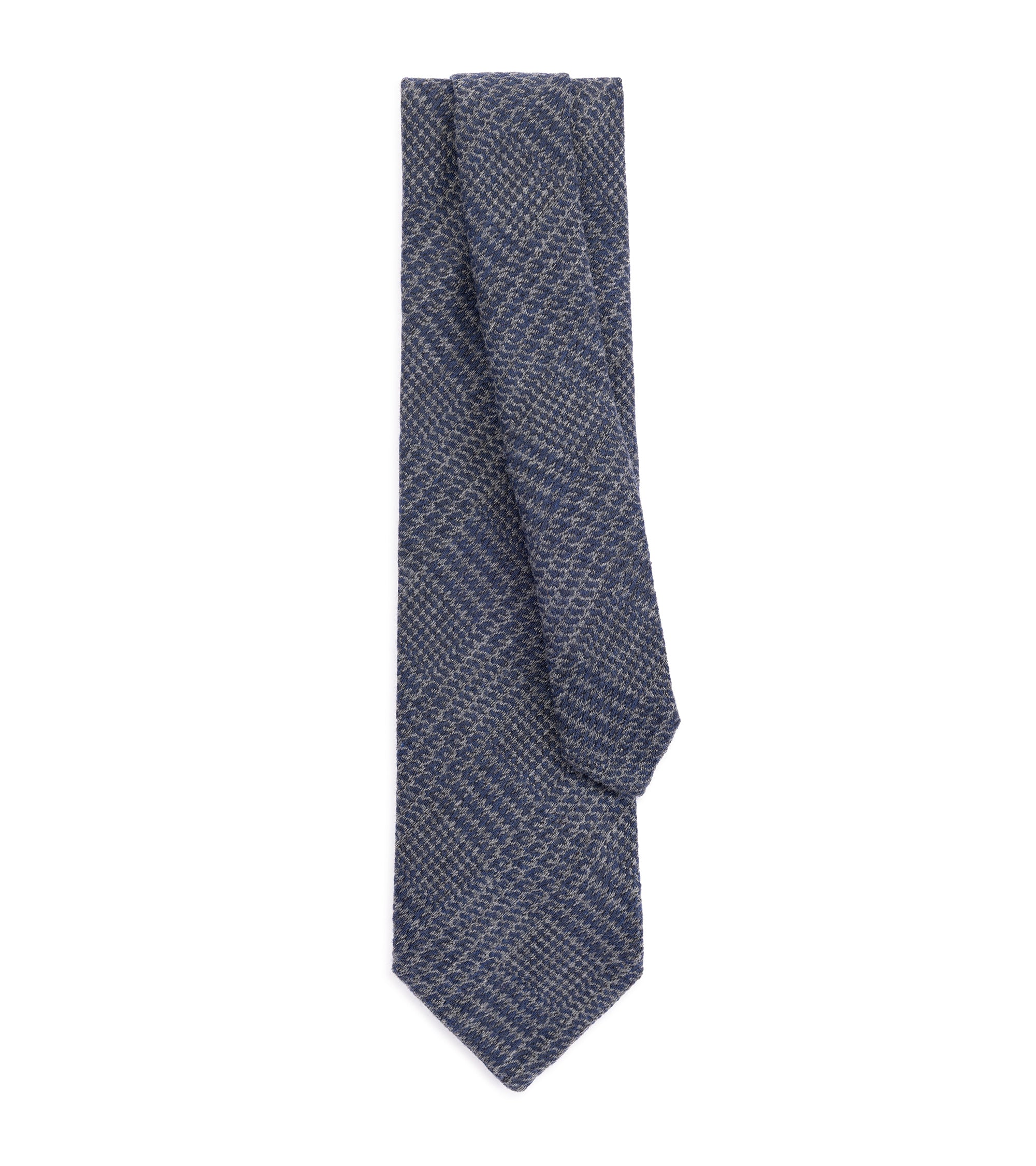 Bigi Check Wool Silk Twill Tie: Blue