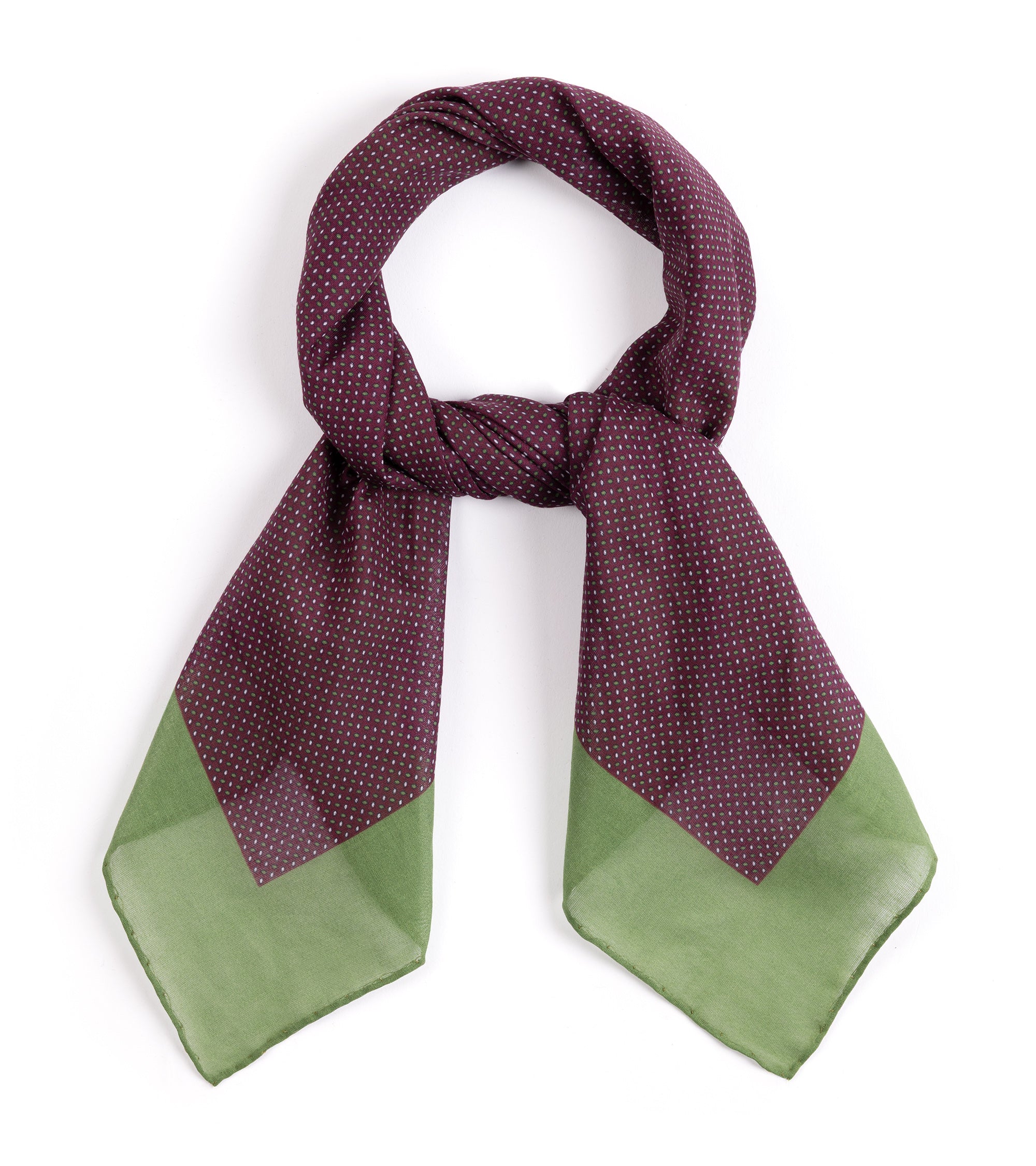 Bigi Cotton Double Dot Bandana: Burgundy/Green