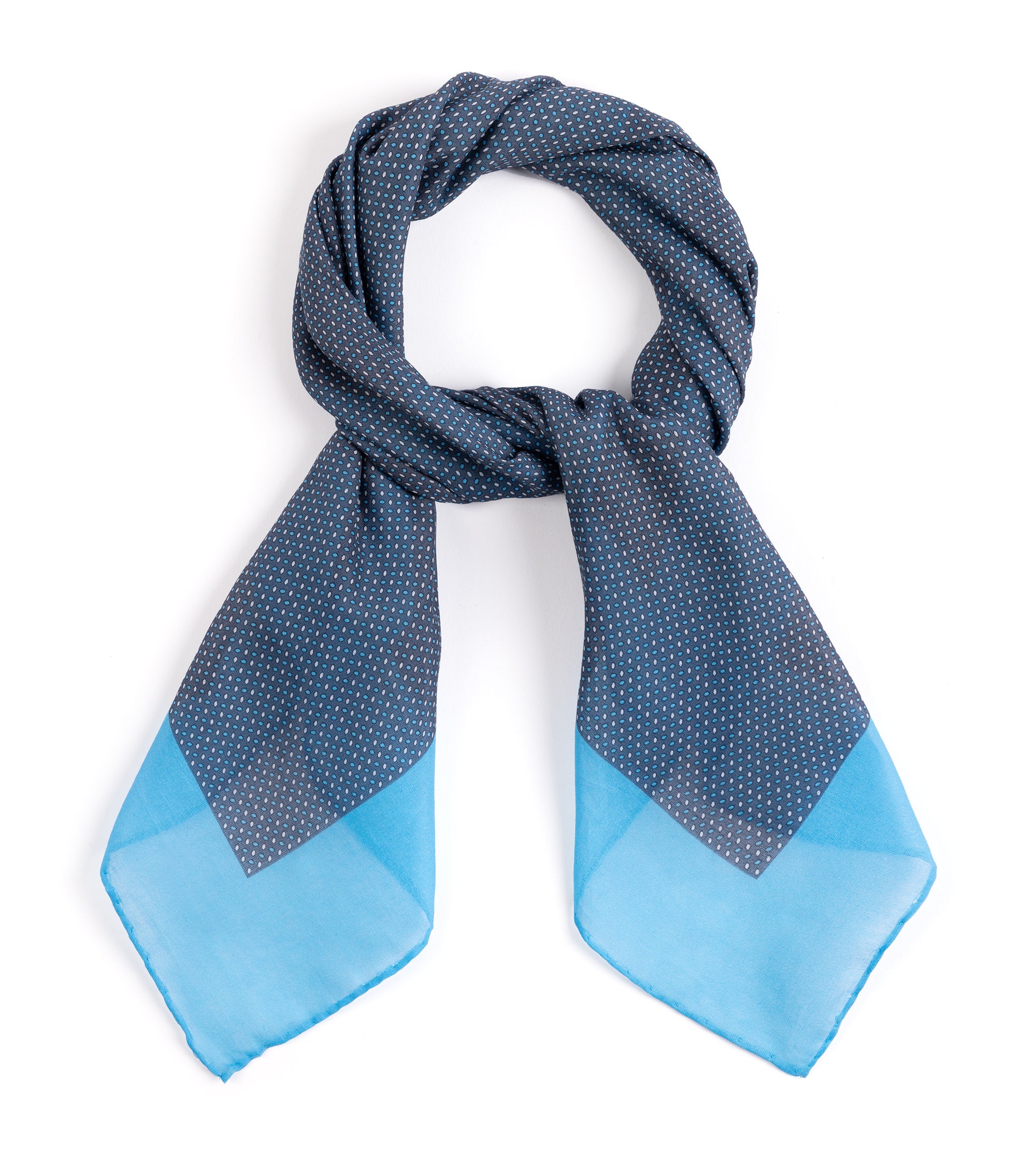 Bigi Cotton Double Dot Bandana: Grey/Blue