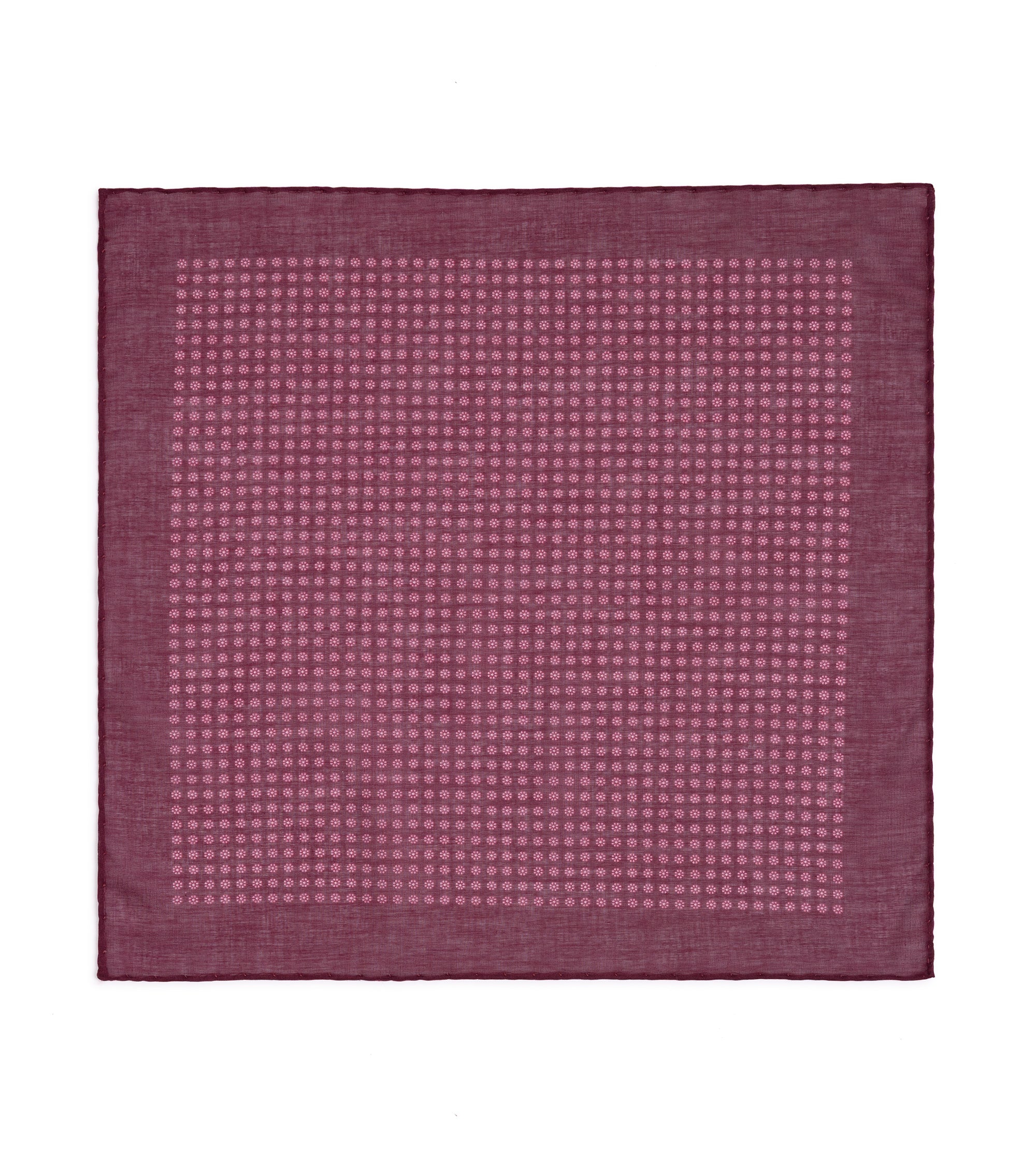 Bigi Cotton Motif Pocket Square: Burgundy