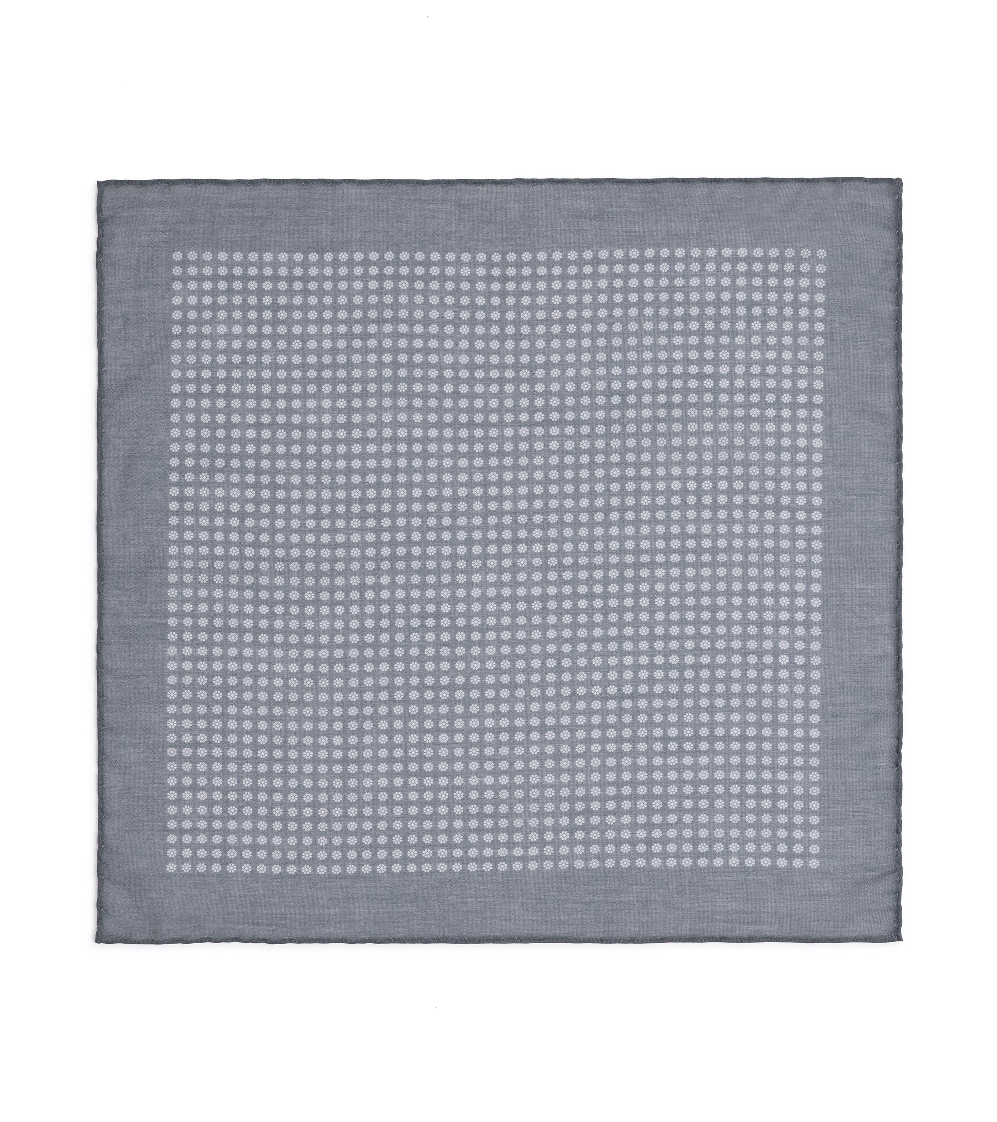Bigi Cotton Motif Pocket Square: Grey