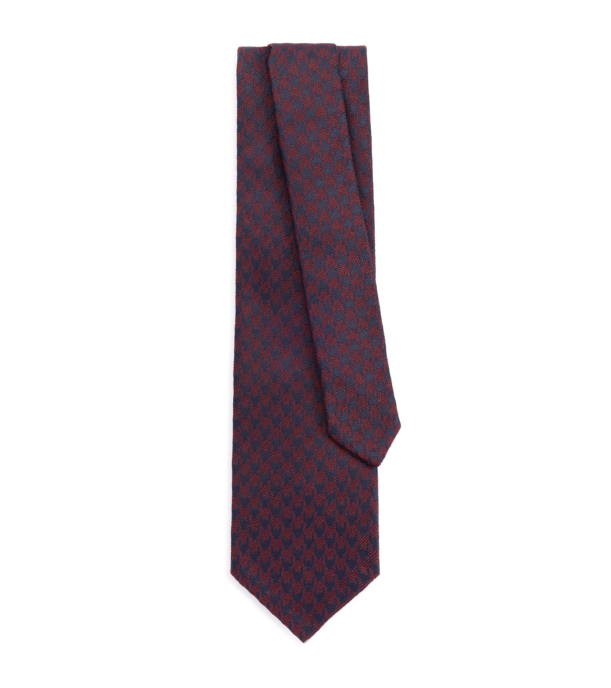 Bigi Houndstooth Shantung Silk Tie: Burgundy