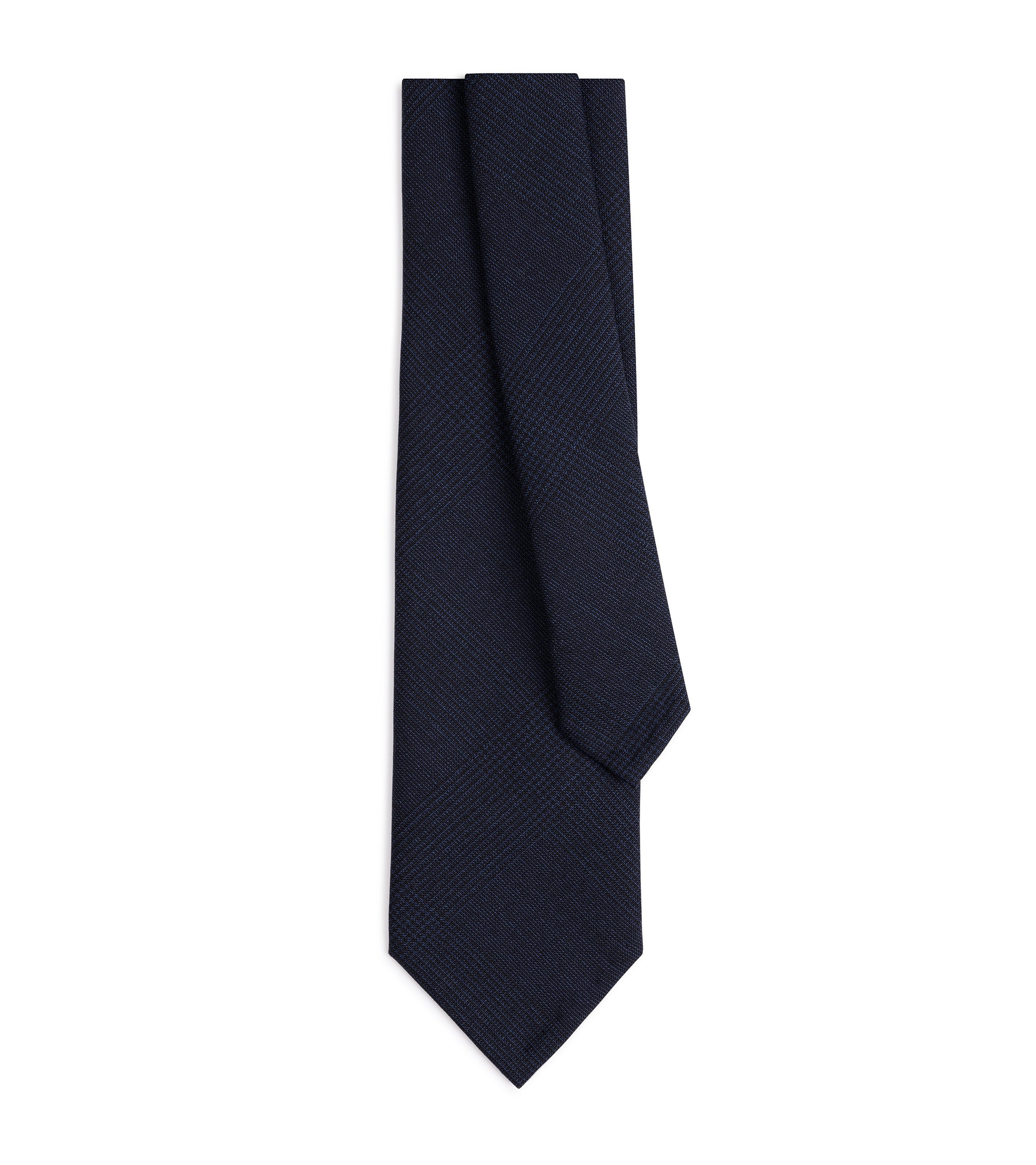 Bigi Lightweight Wool Prince of Wales Check Tie: Navy