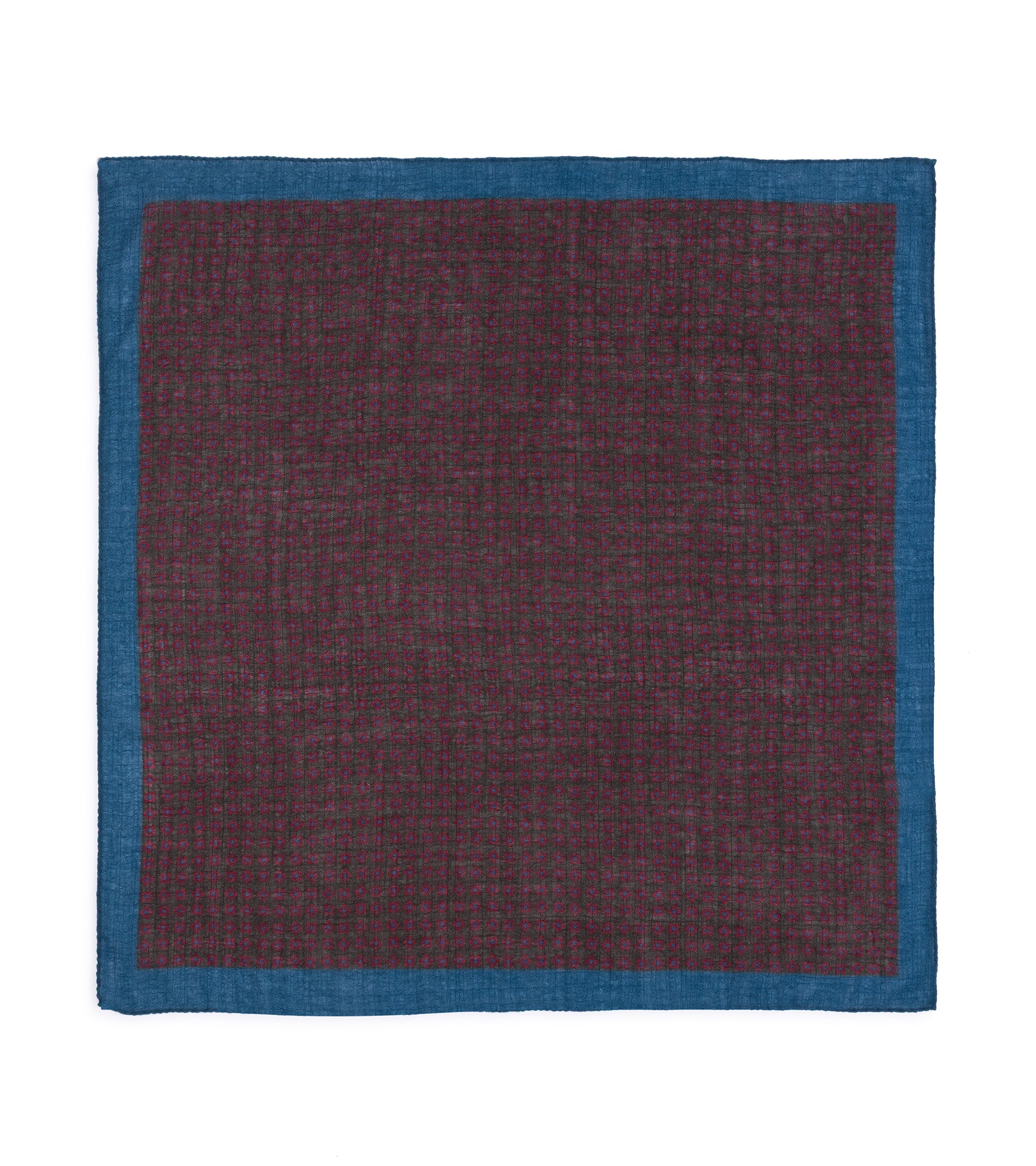 Bigi Printed Wool Bandana: Brown/Navy