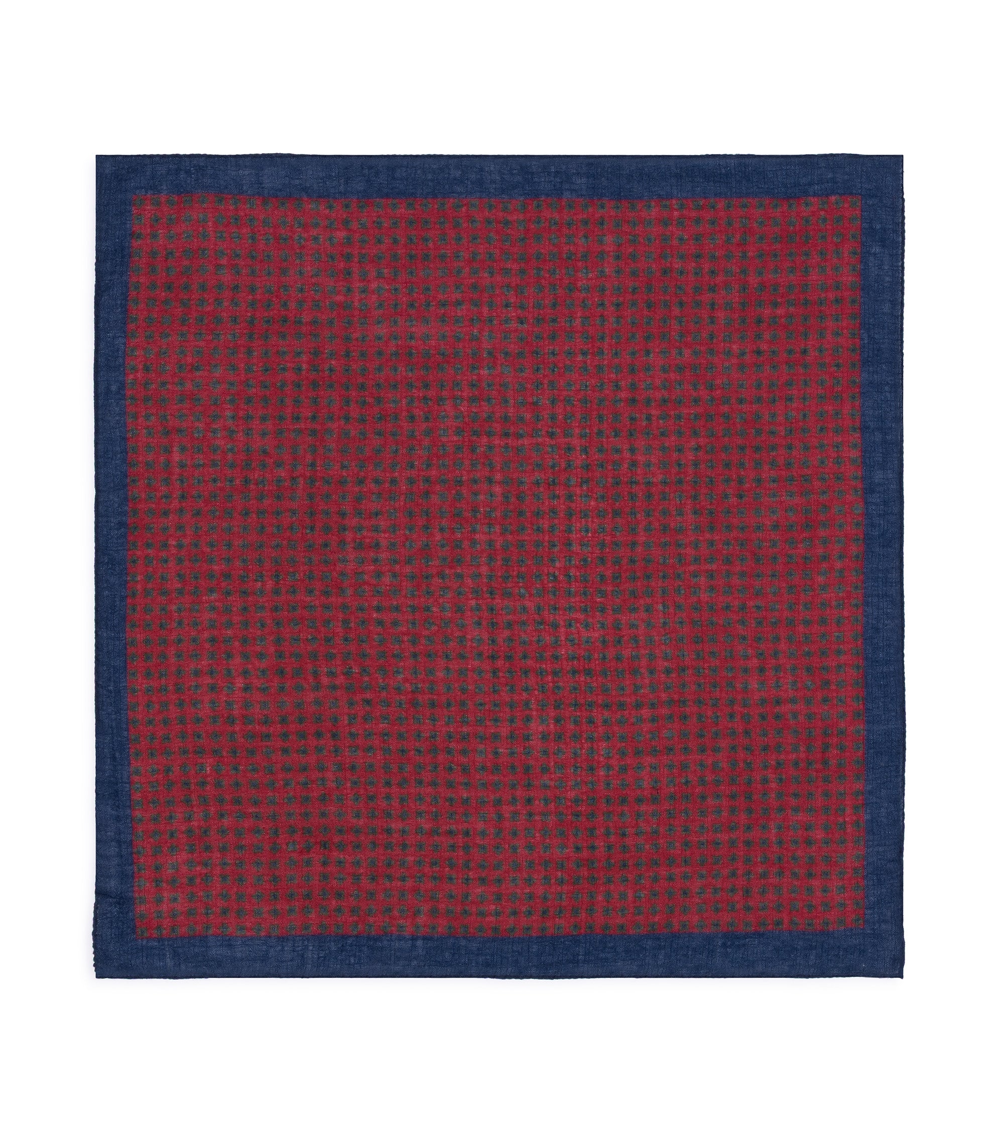 Bigi Printed Wool Bandana: Burgundy/Navy