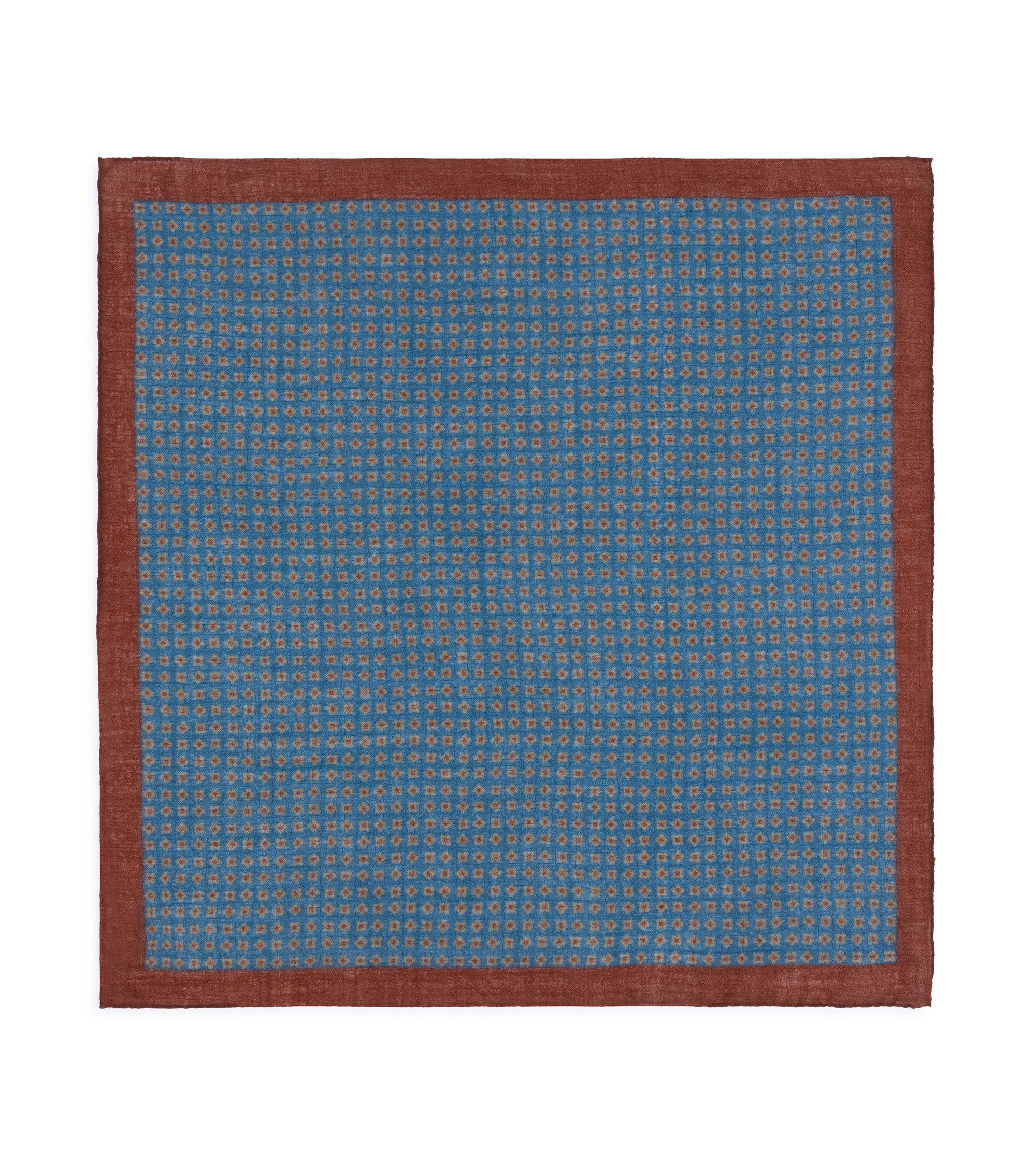 Bigi Printed Wool Bandana: Navy/Brown