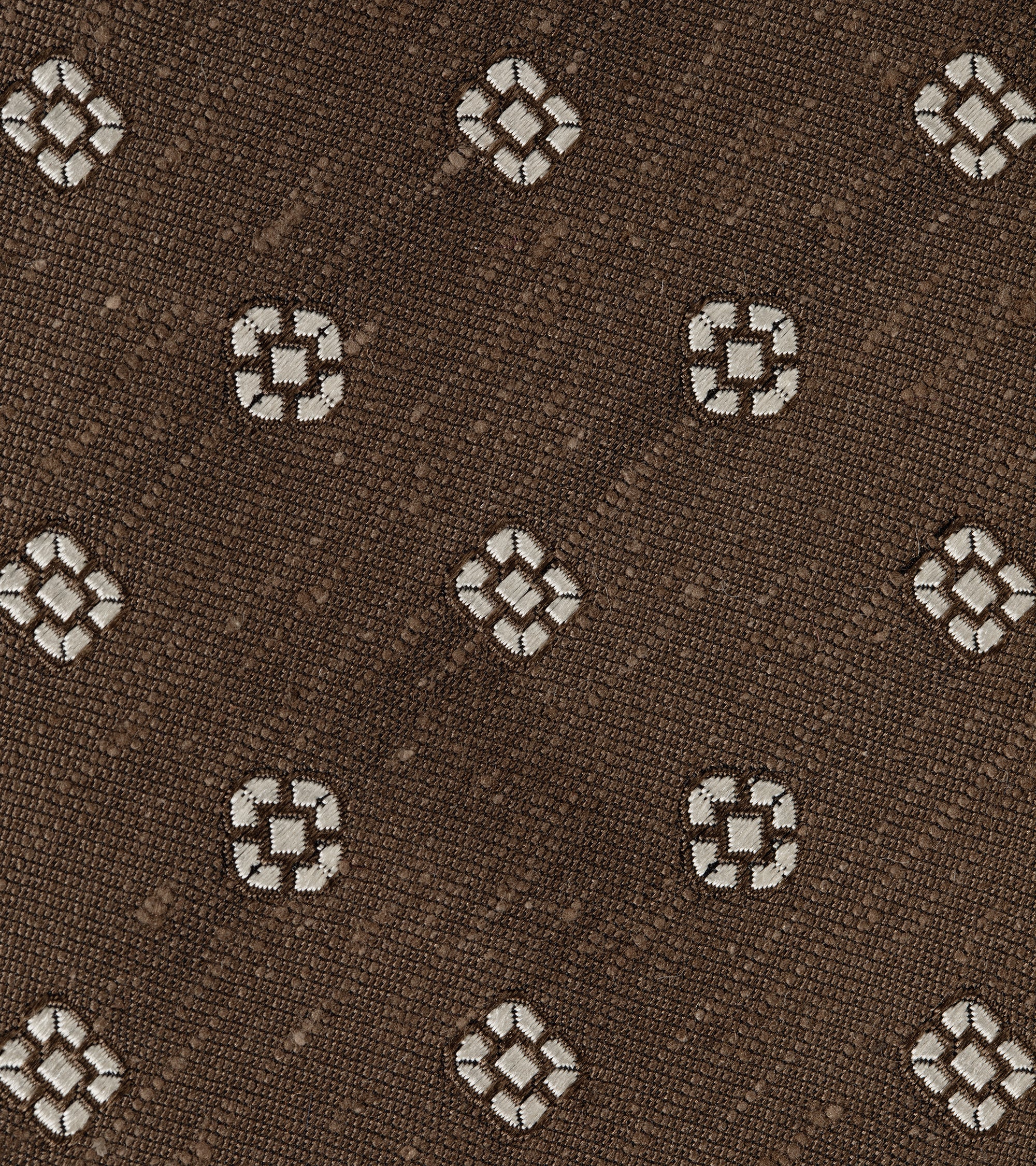 Bigi Shantung Silk Motif Tie: Brown