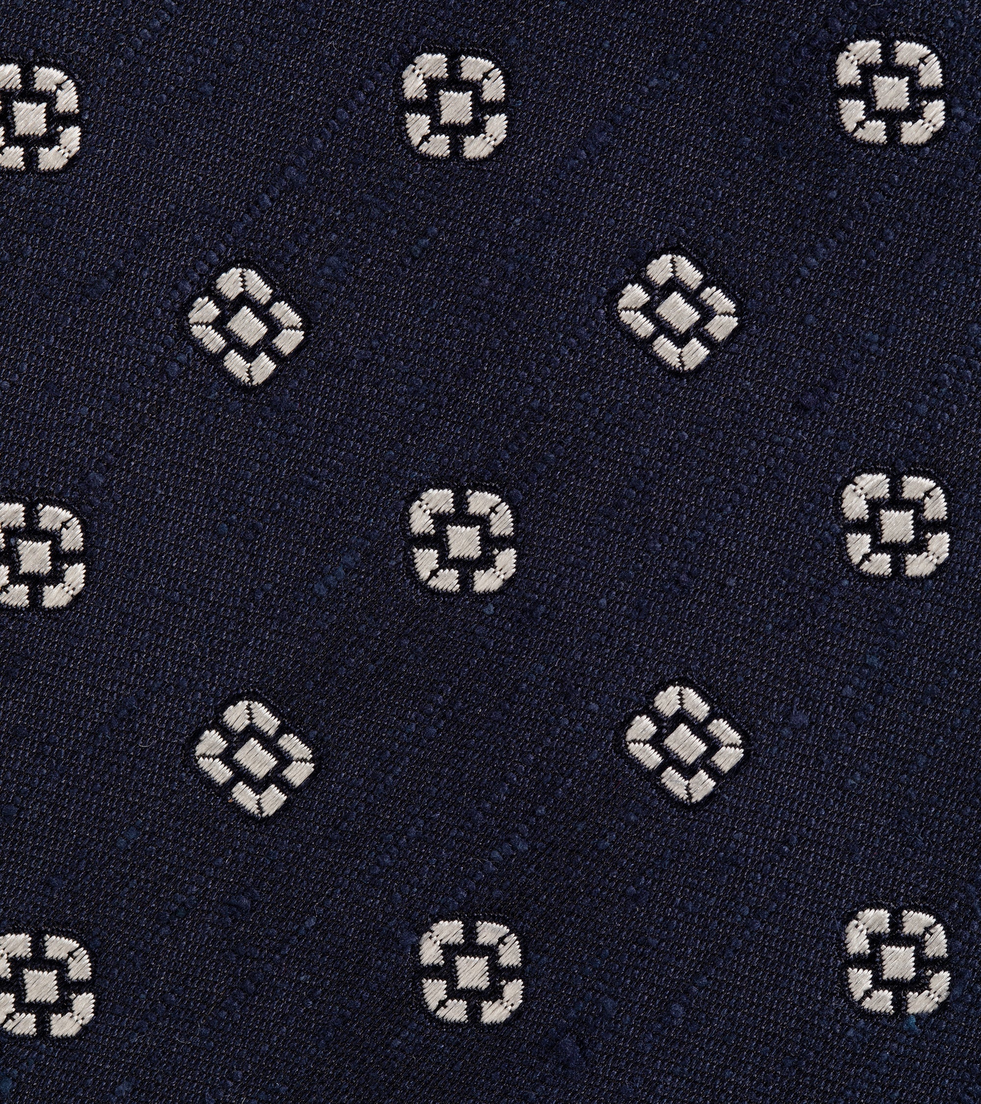 Bigi Shantung Silk Motif Tie: Navy