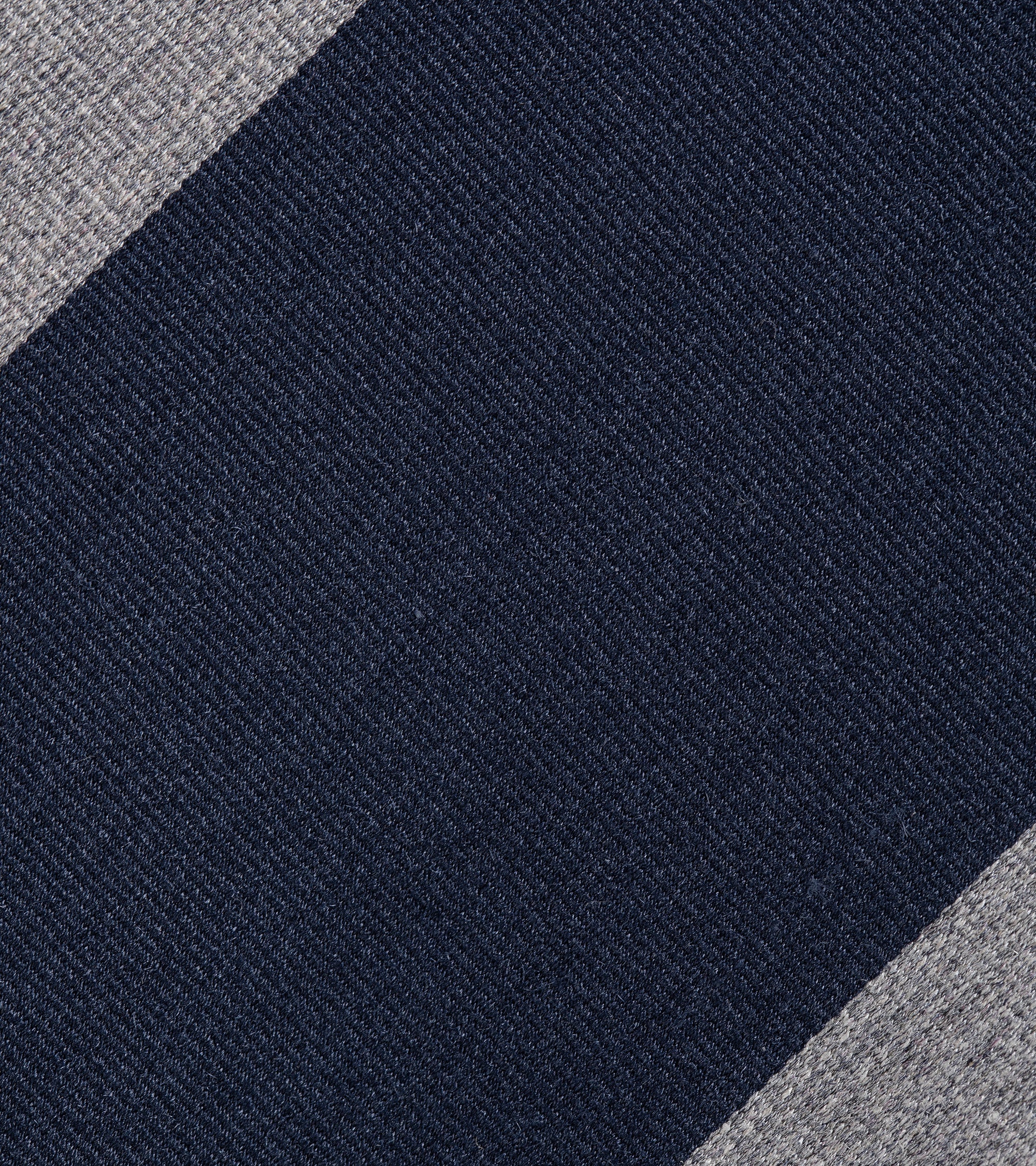 Bigi Silk Cotton Wide Stripe Tie: Navy/Grey