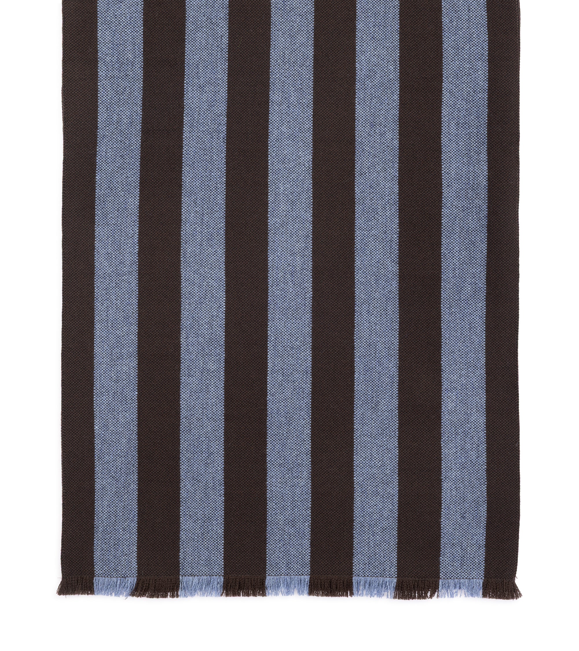 Bigi Stripe Wool Oxford Scarf: Blue/Brown