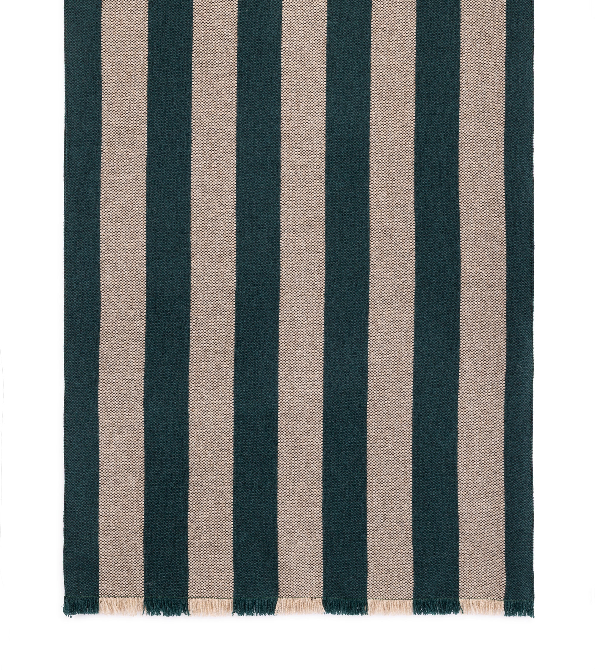 Bigi Stripe Wool Oxford Scarf: Green/Beige