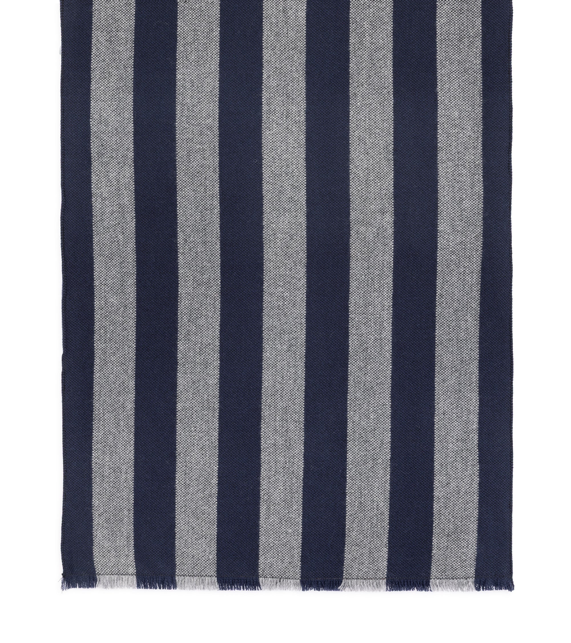 Bigi Stripe Wool Oxford Scarf: Navy/Grey