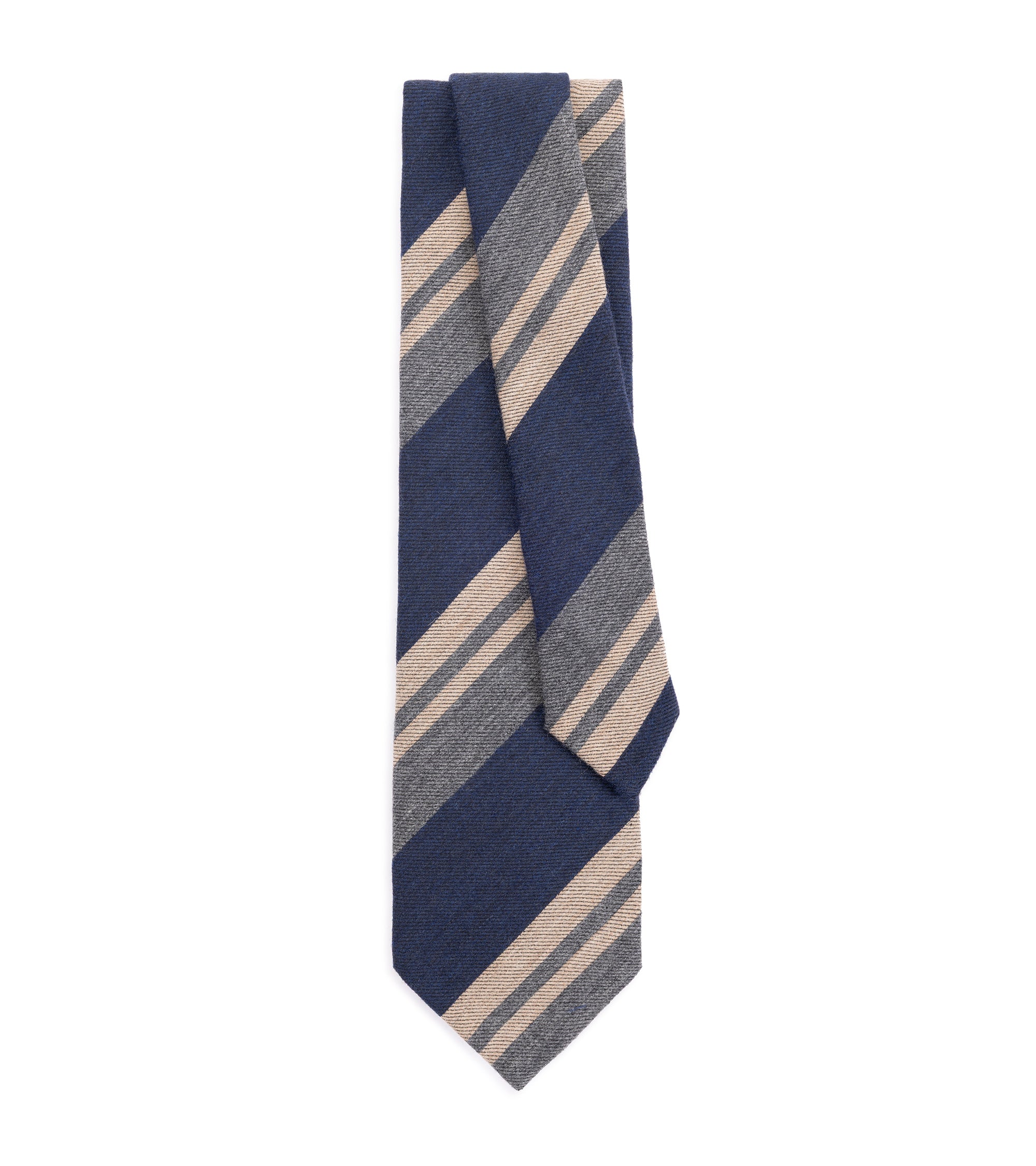 Bigi Stripe Wool Silk Twill Tie: Blue