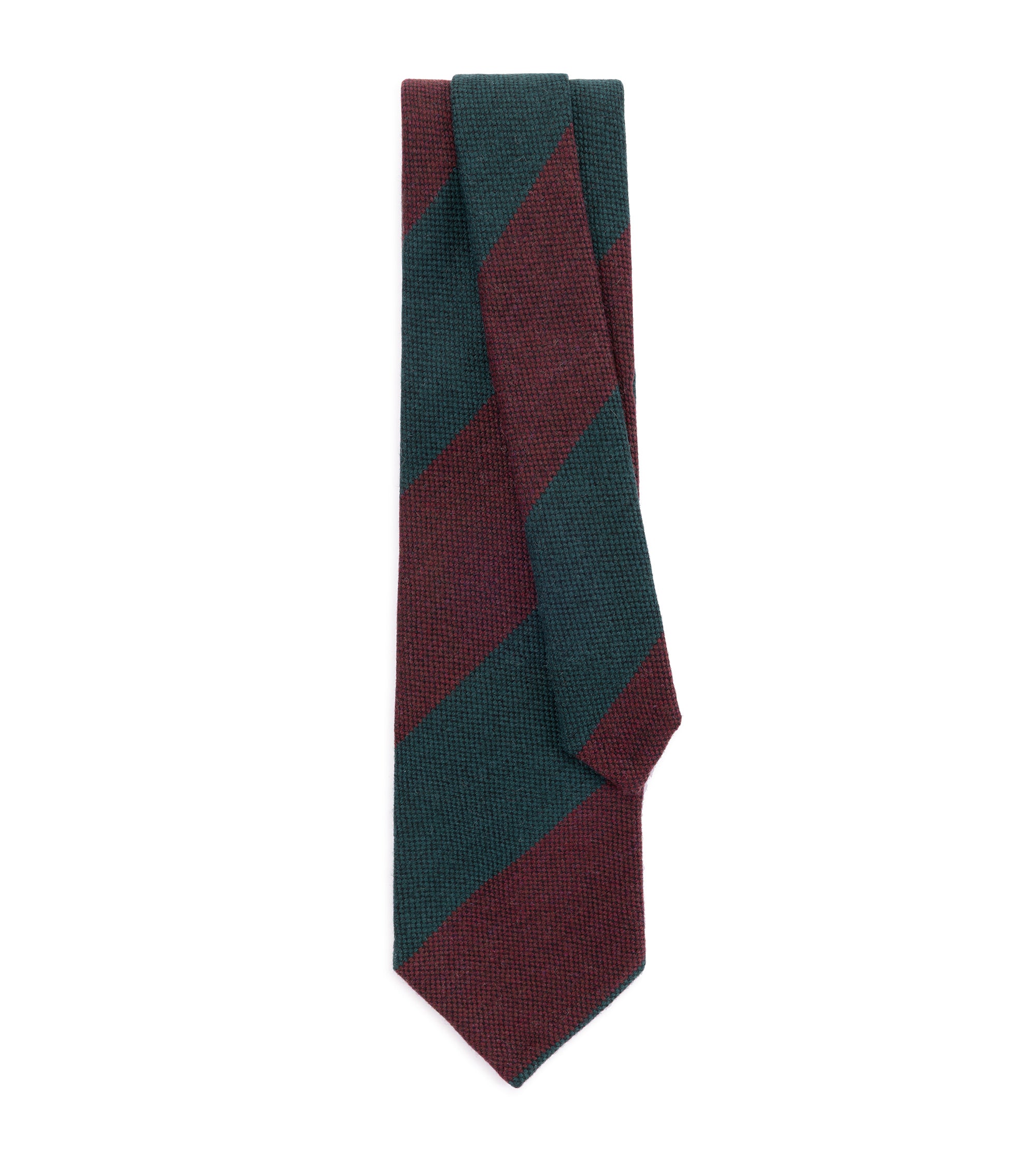 Bigi Wide Stripe Wool Oxford Tie: Green/Burgundy
