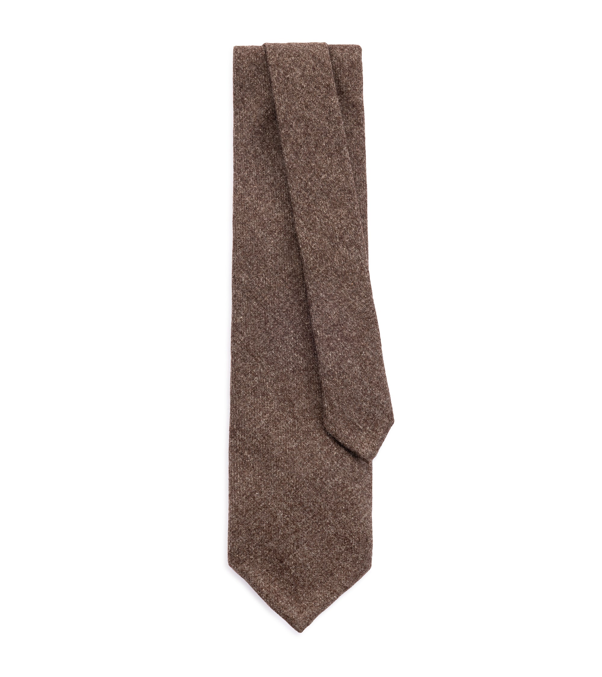 Bigi Wool Cotton Cashmere Twill Tie: Brown