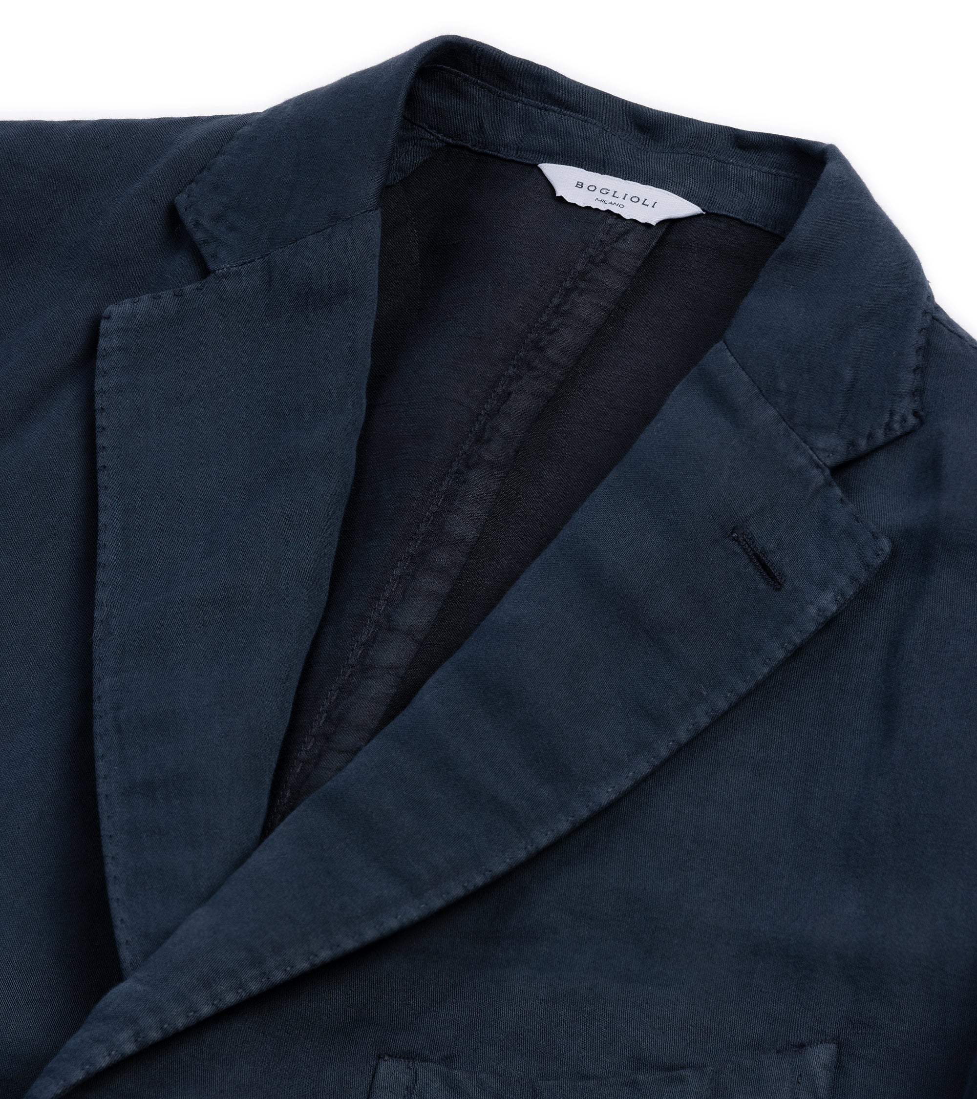 Boglioli Brushed Cotton Linen Suit Jacket: Navy