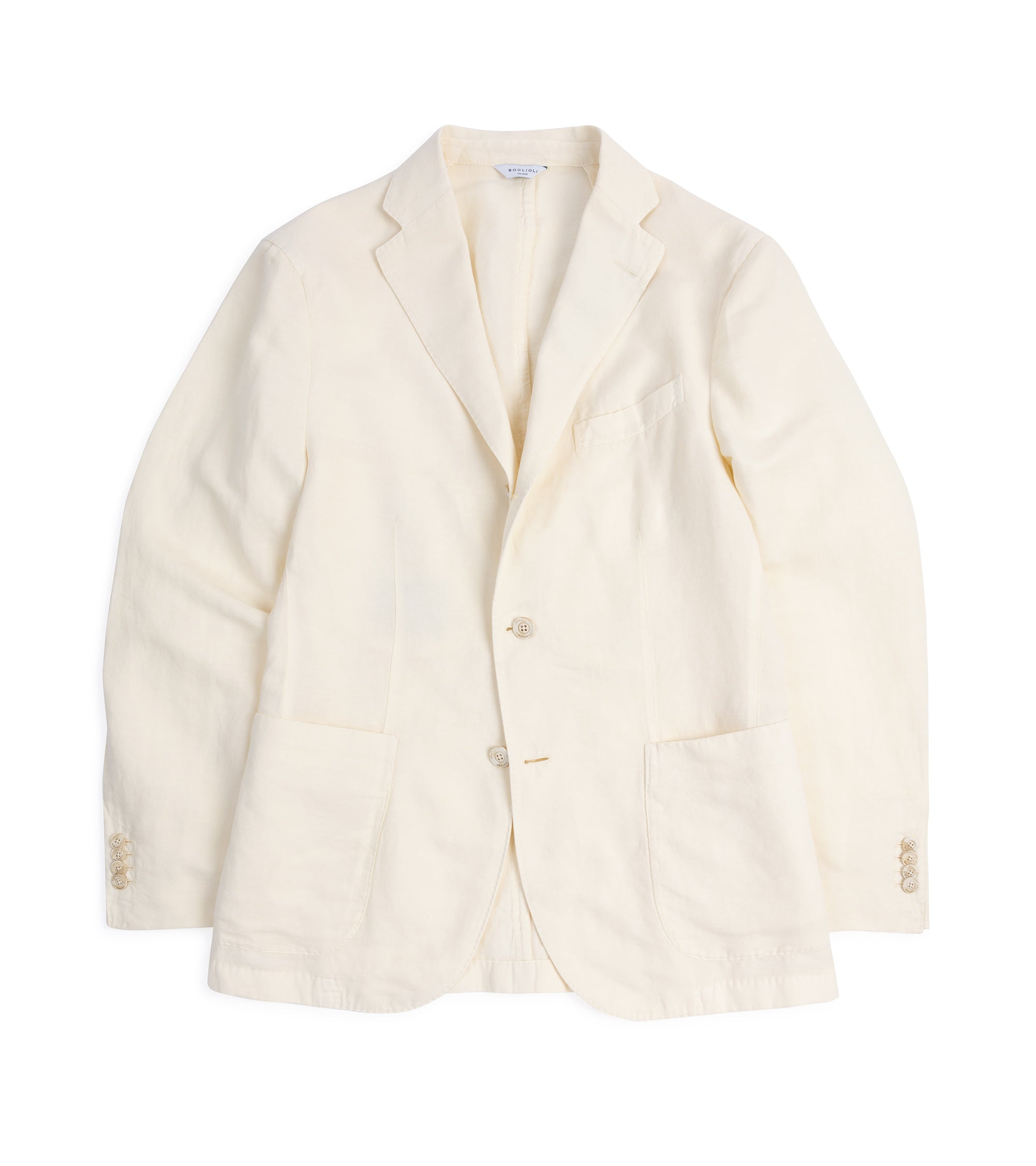 Boglioli Brushed Cotton Linen Suit Jacket: White