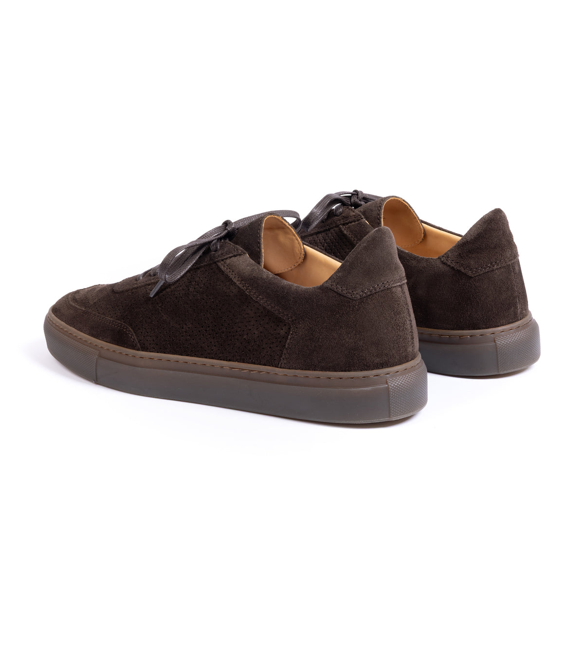 CQP Atrium Suede Sneaker in dark brown, product photo.