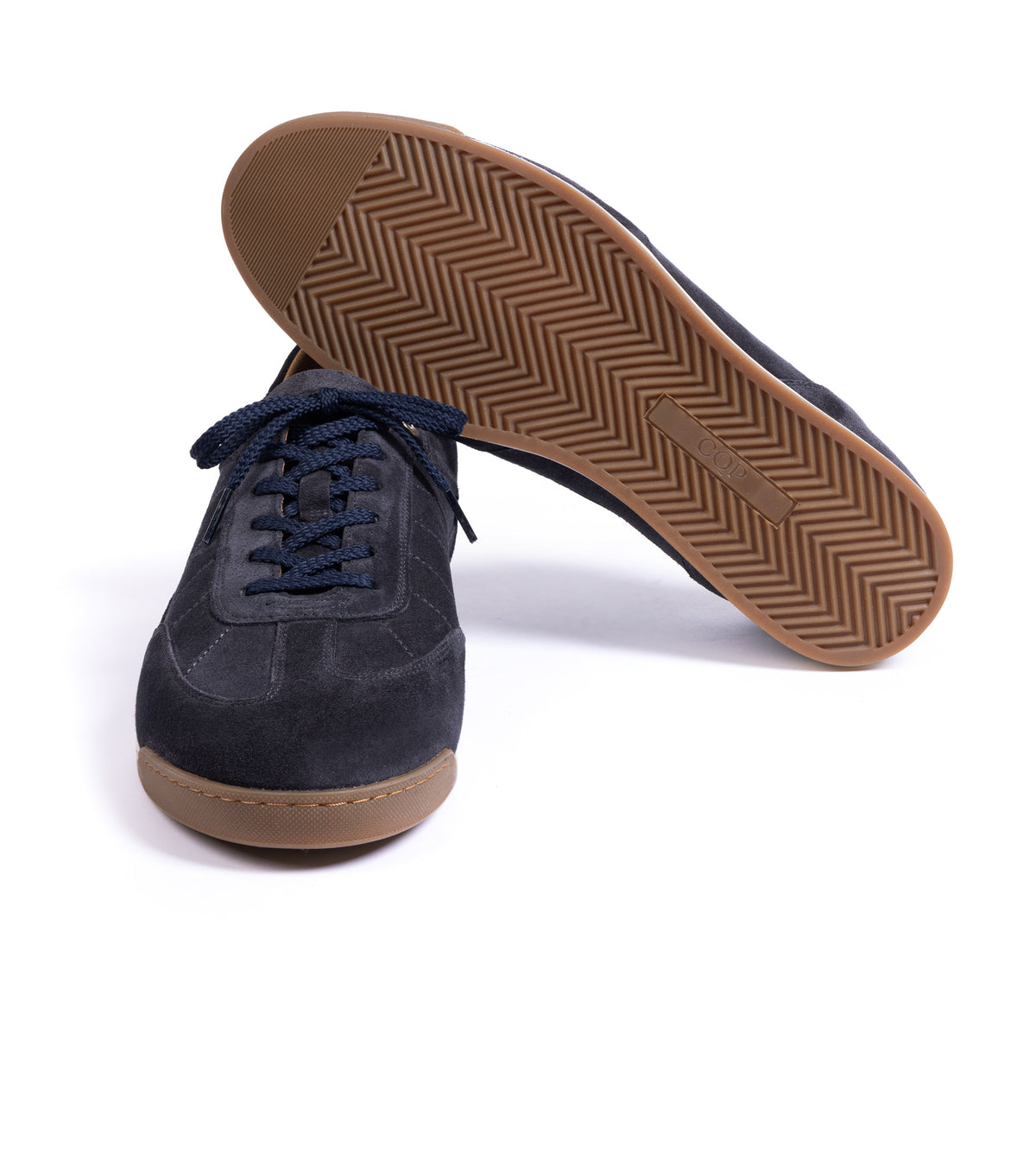 CQP Piazza Suede Sneaker in dusty navy, product photo.