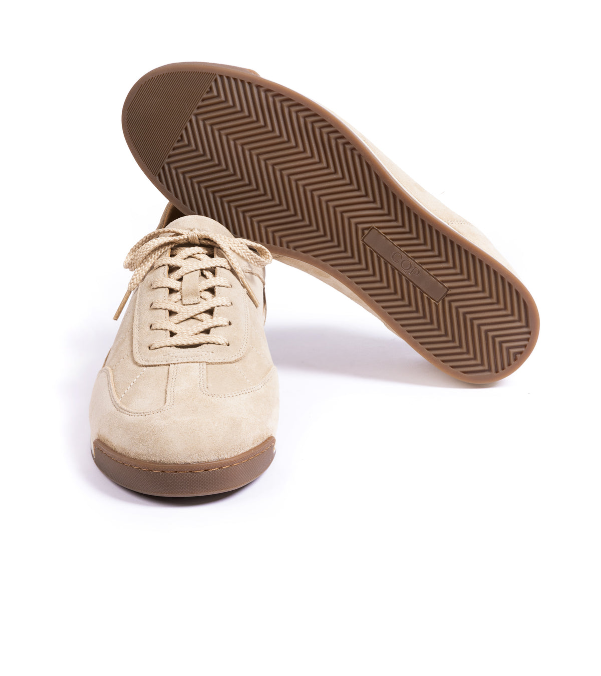 CQP Piazza Suede Sneaker in sand, product photo.