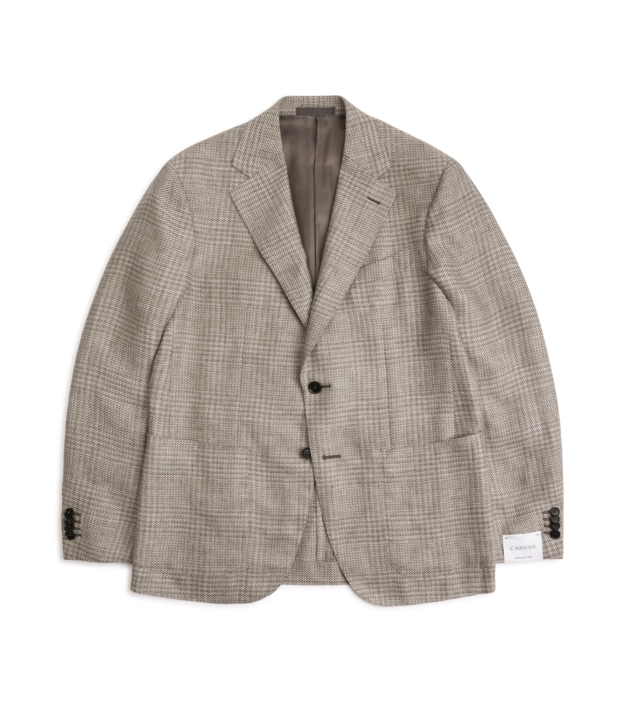 Caruso Aida Linen Wool Prince of Wales Check Jacket: Biscuit
