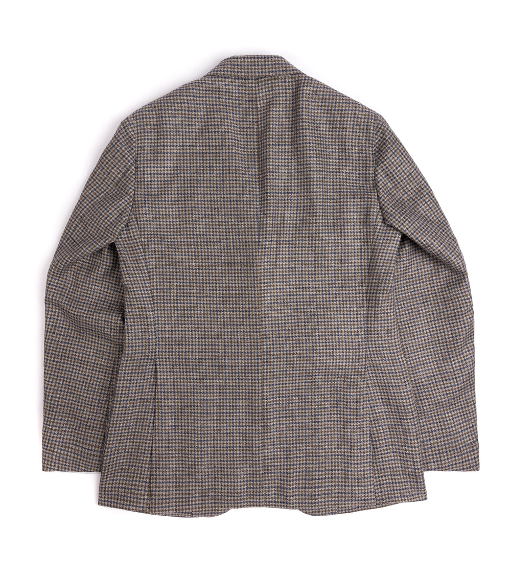 Caruso Aida Linen Wool Dogtooth Check Jacket Blue Brown caruso-aida-linen-wool-dogtooth-check-jacket-blue-brown
