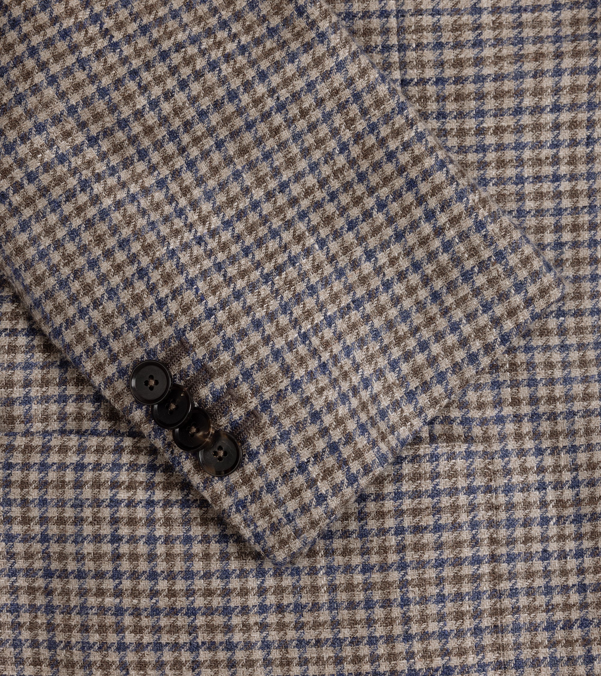Caruso Aida Linen Wool Dogtooth Check Jacket: Blue/Brown