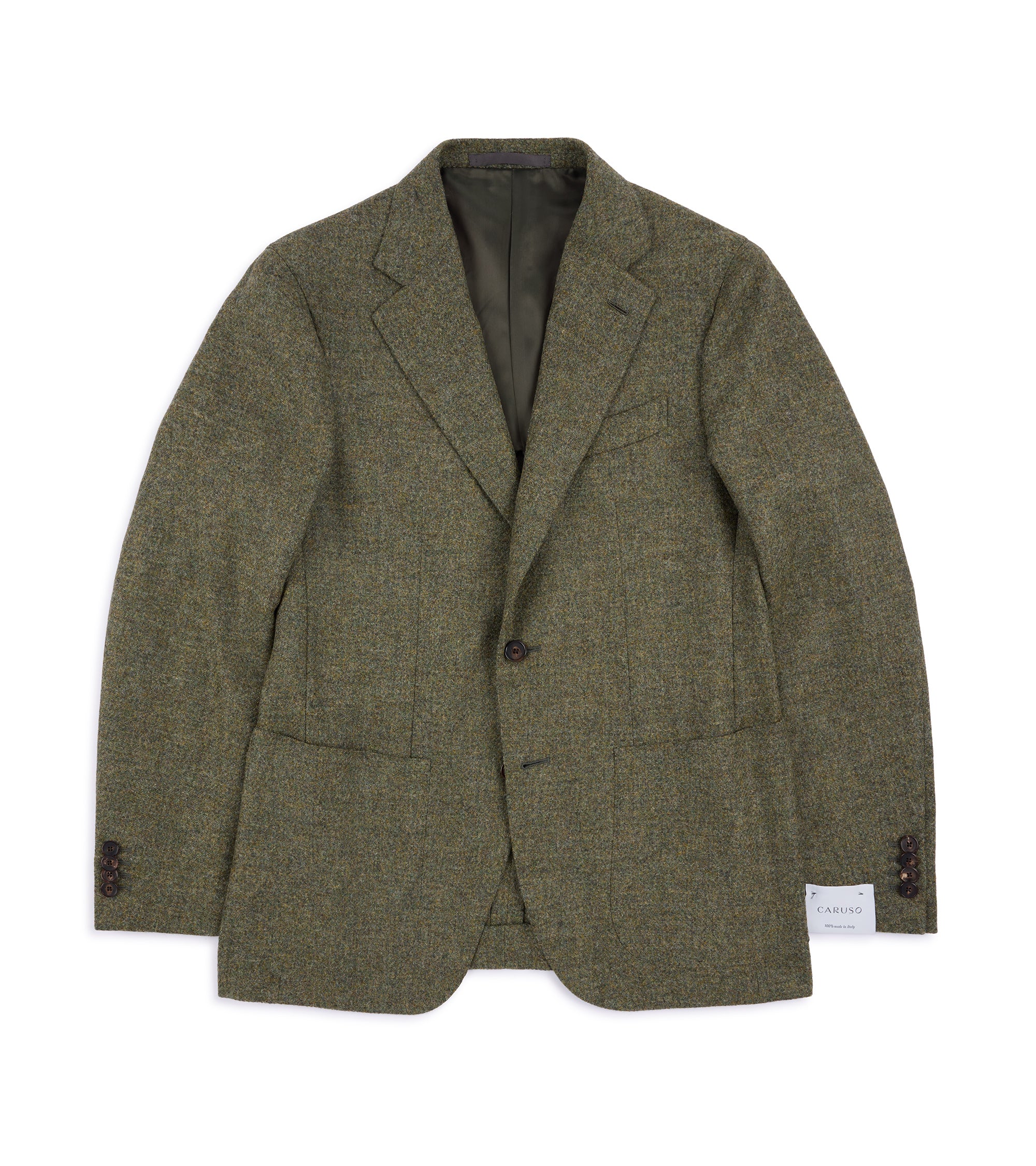 Caruso Aida Soft Shetland Wool Tweed Jacket: Loden