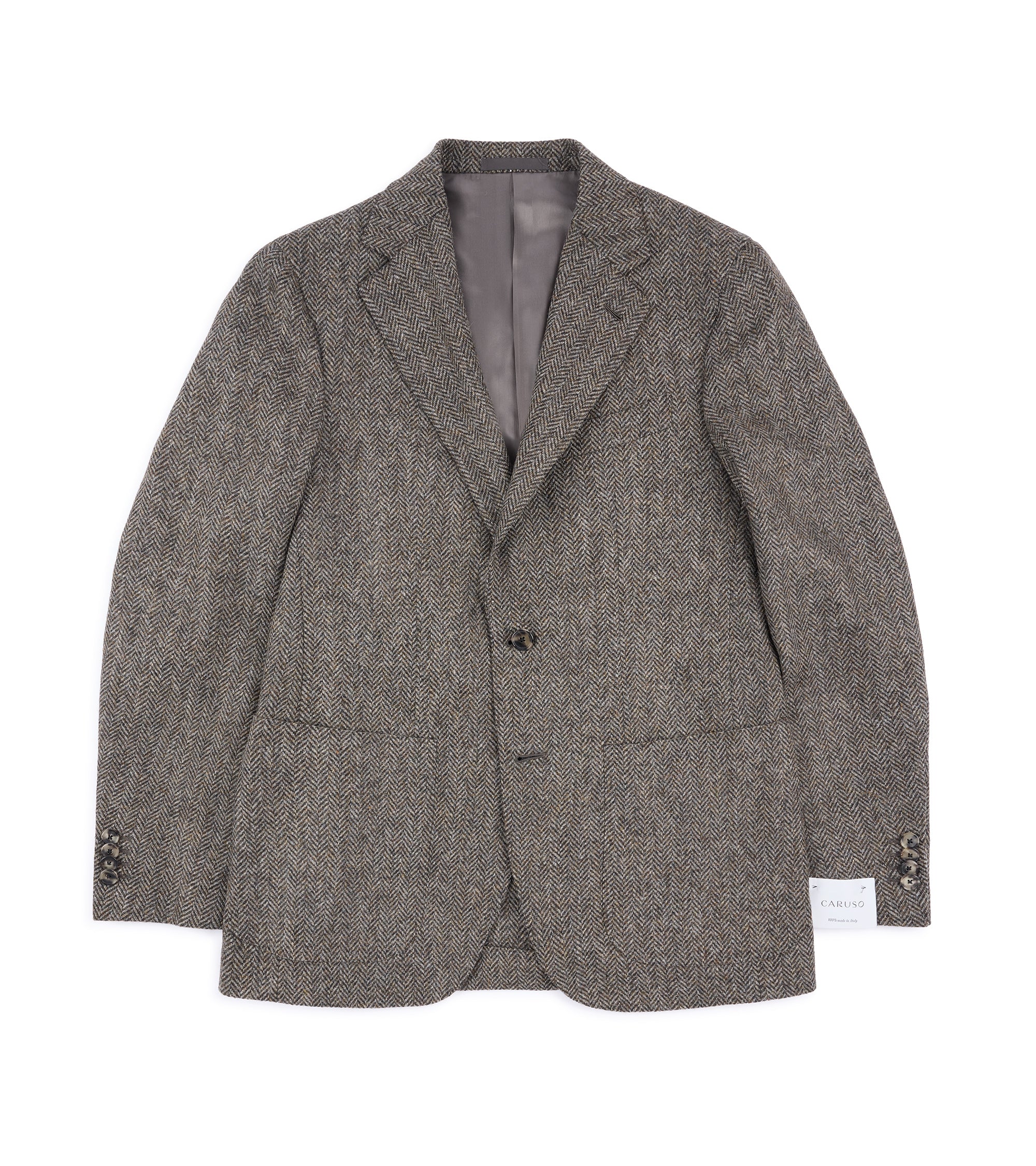 Caruso Aida Wool Herringbone Jacket: Biscuit