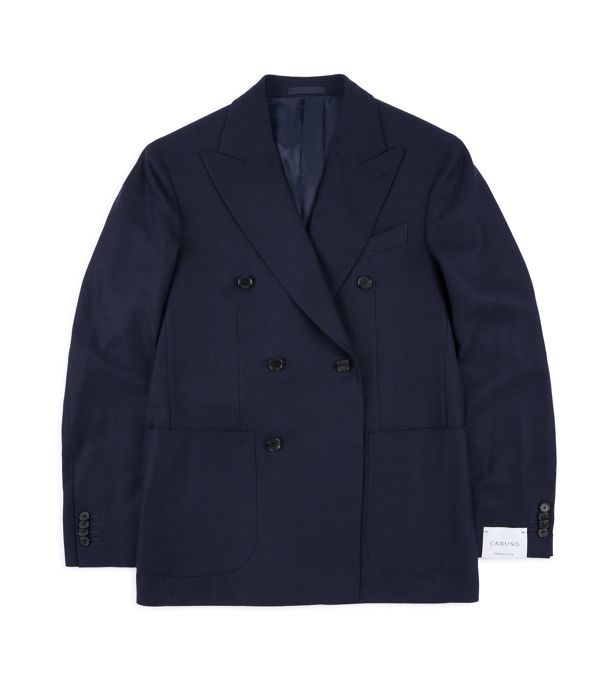 Caruso Aida Wool Melange Double-Breasted Jacket: Navy