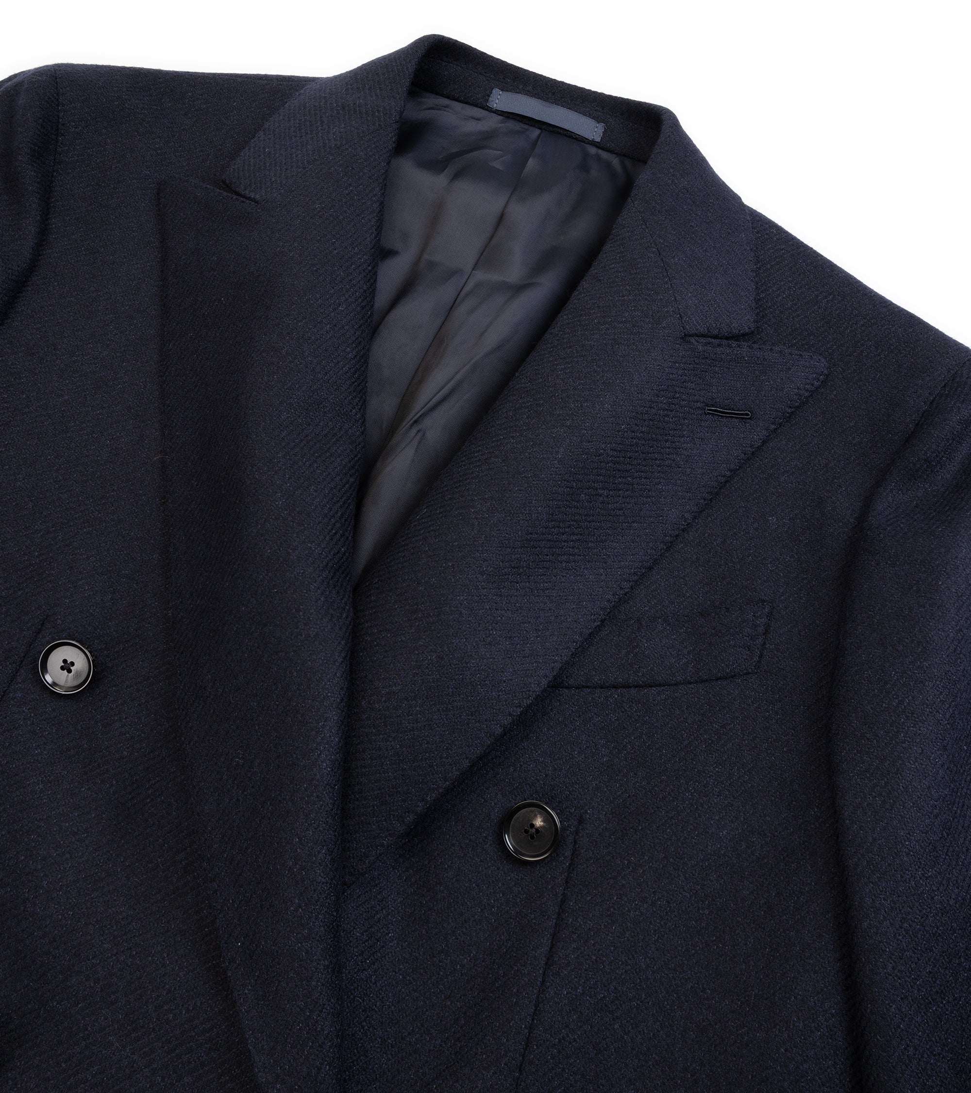 Caruso Aida Wool Cashmere Twill Double Breasted Jacket: Navy