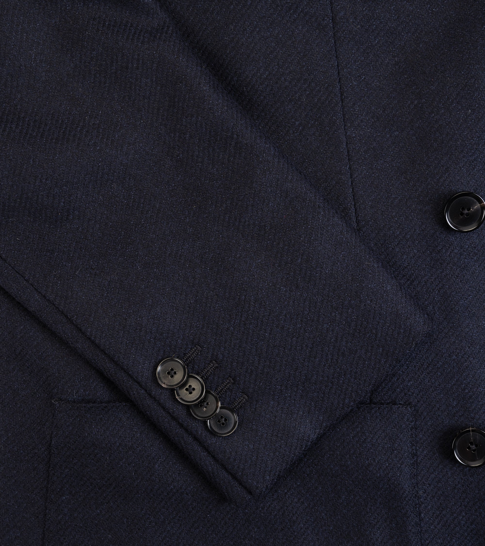 Caruso Aida Wool Cashmere Twill Double Breasted Jacket: Navy