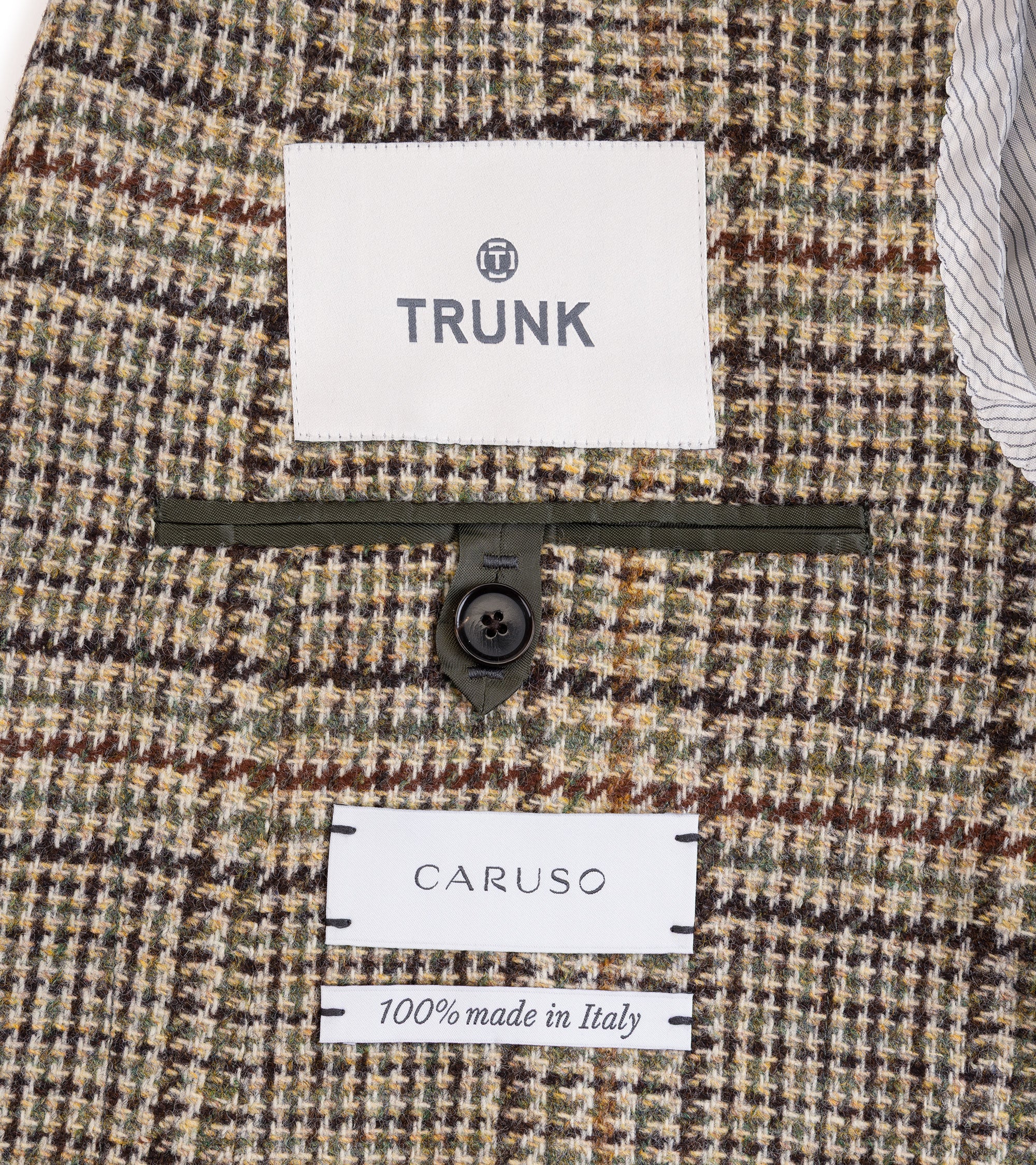 Caruso Aida Wool Large Glencheck Jacket: Green